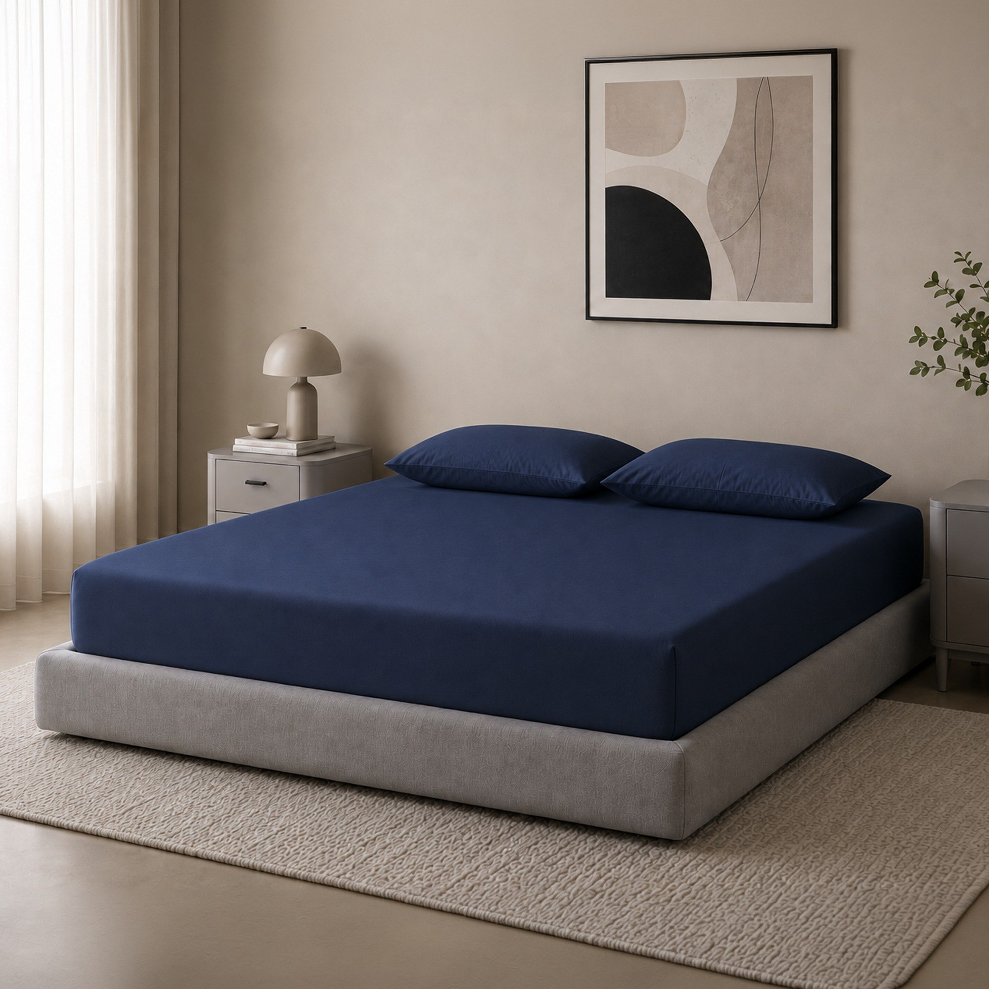 Newport 600 Thread Count 3-Piece Solid Super Queen Fitted Sheet Set - 160x200+36 cm-hbxhomeware-bedding-fittedsheets-image-1