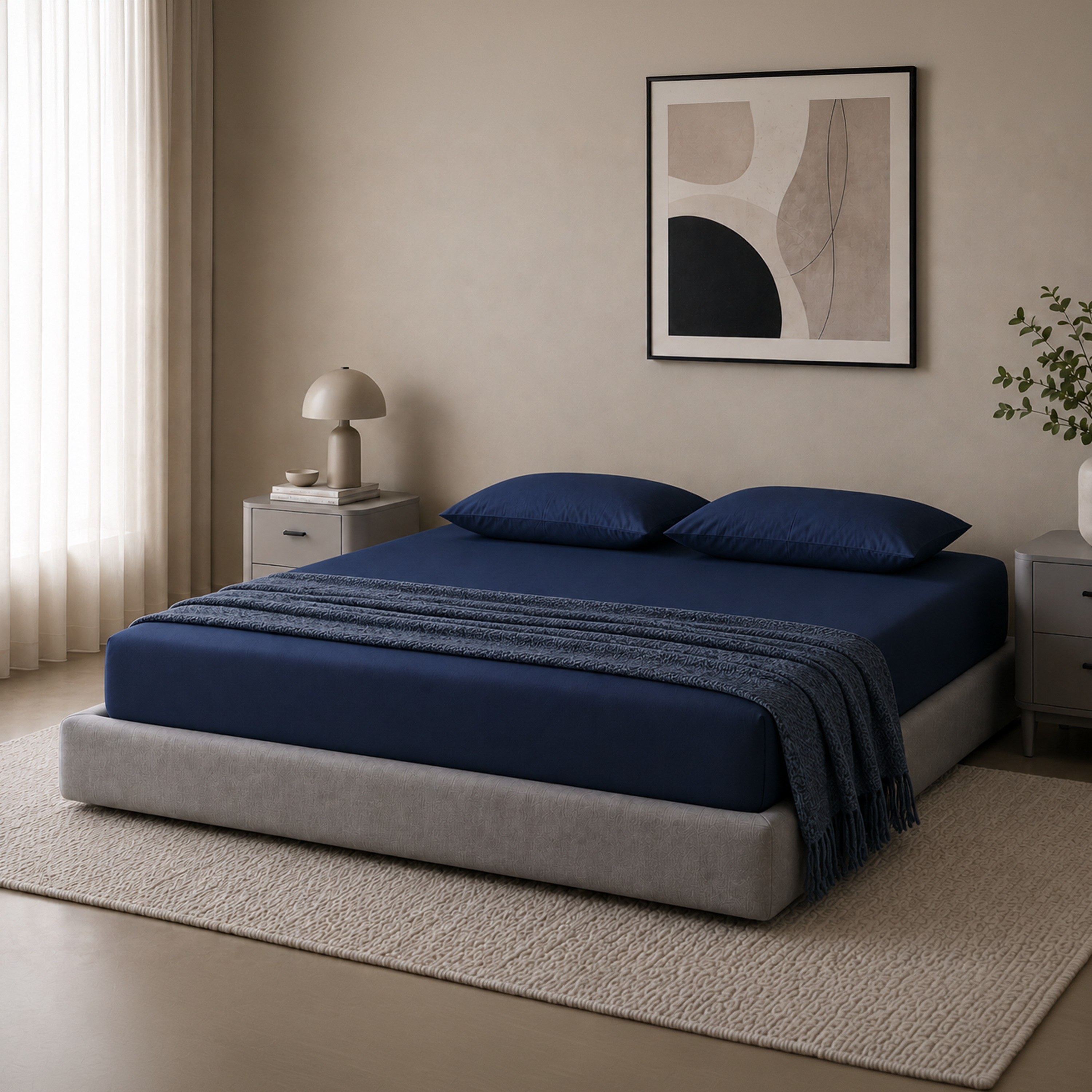 Newport 600 Thread Count 3-Piece Solid Super Queen Fitted Sheet Set - 160x200+36 cm-hbxhomeware-bedding-fittedsheets-image-5