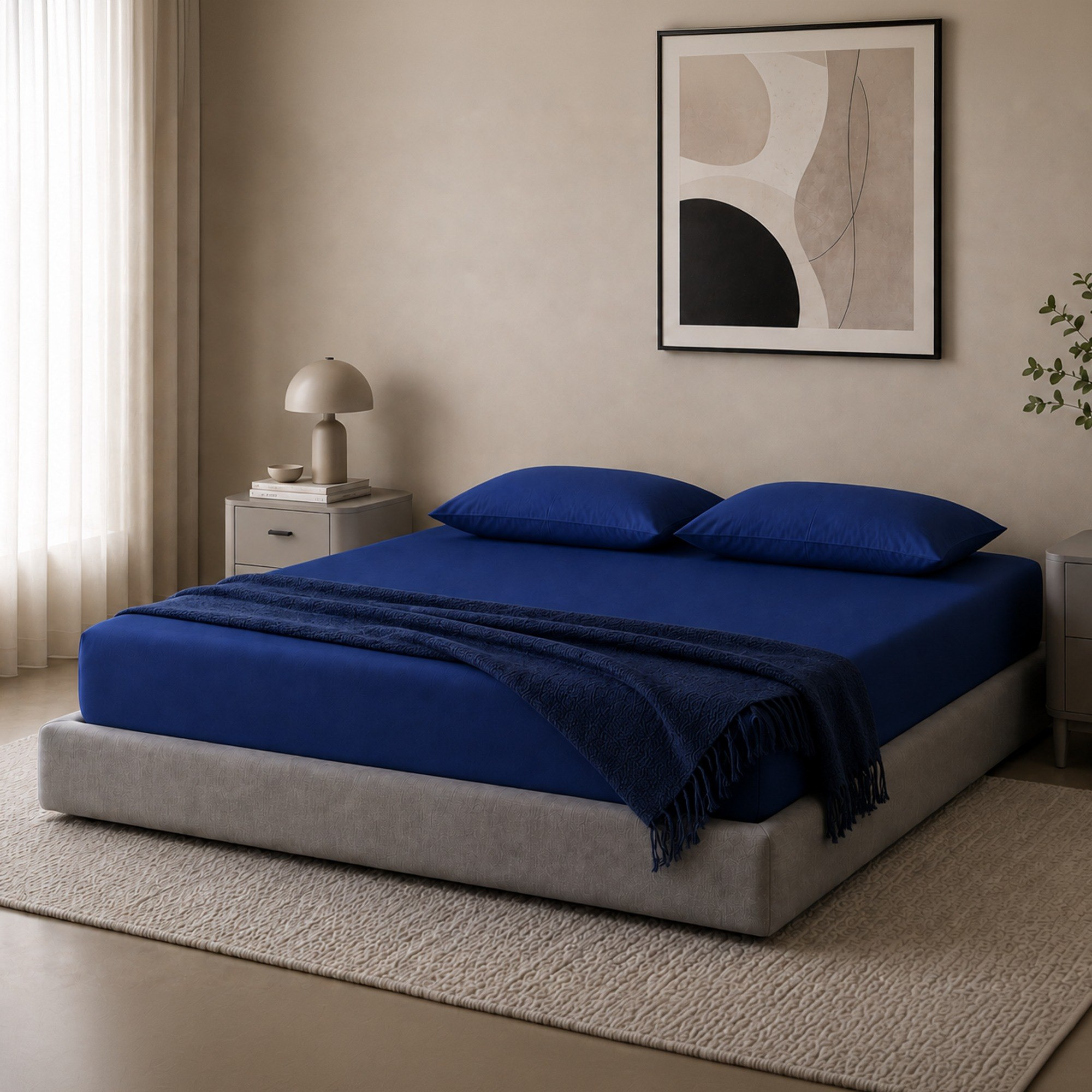 Newport 600 Thread Count 3-Piece Solid Super Queen Fitted Sheet Set - 160x200+36 cm-hbxhomeware-bedding-fittedsheets-image-5