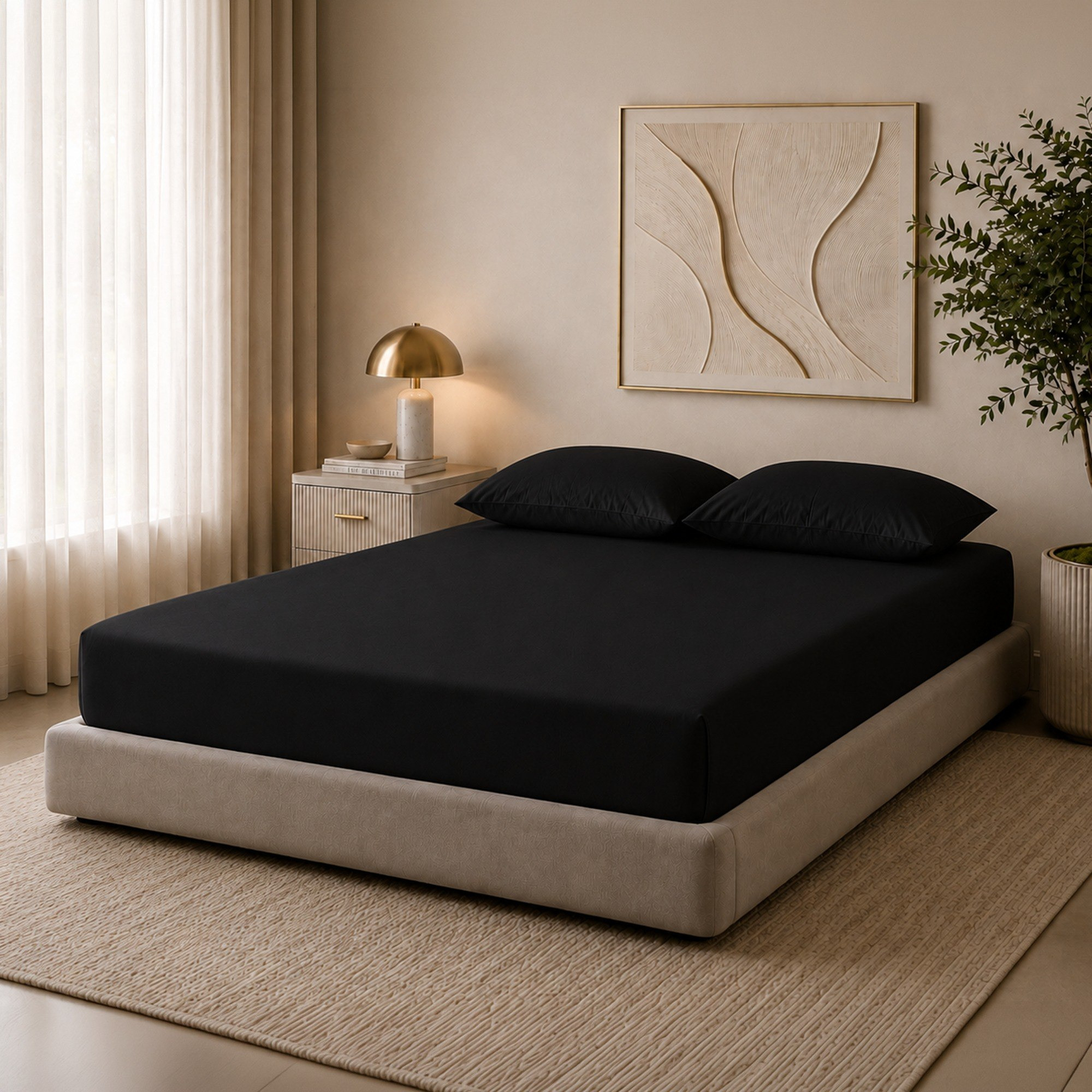 Newport 600 Thread Count 3-Piece Solid Super Queen Fitted Sheet Set - 160x200+36 cm-hbxhomeware-bedding-fittedsheets-image-1