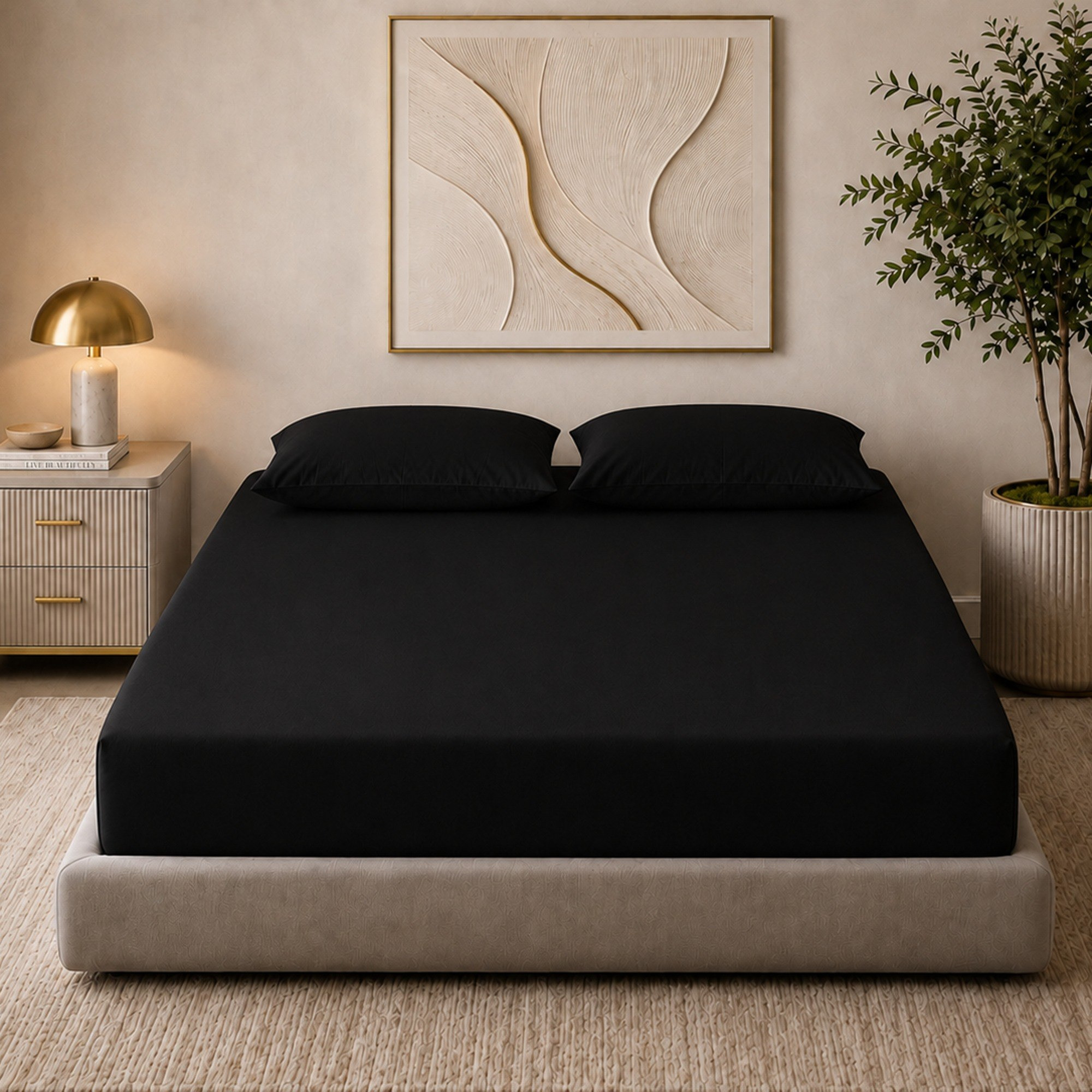 Newport 600 Thread Count 3-Piece Solid Super Queen Fitted Sheet Set - 160x200+36 cm-hbxhomeware-bedding-fittedsheets-image-2