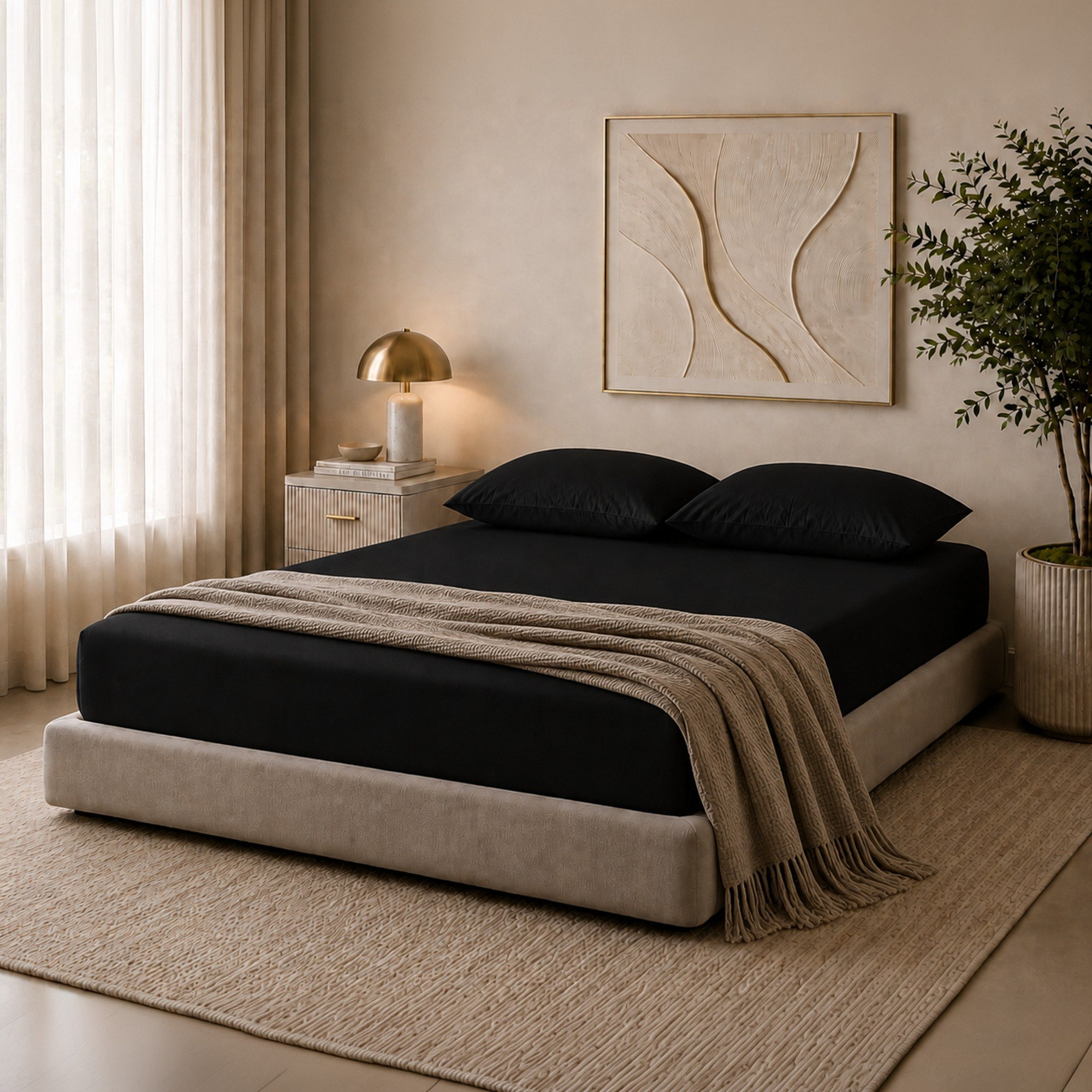 Newport 600 Thread Count 3-Piece Solid Super Queen Fitted Sheet Set - 160x200+36 cm-hbxhomeware-bedding-fittedsheets-image-5