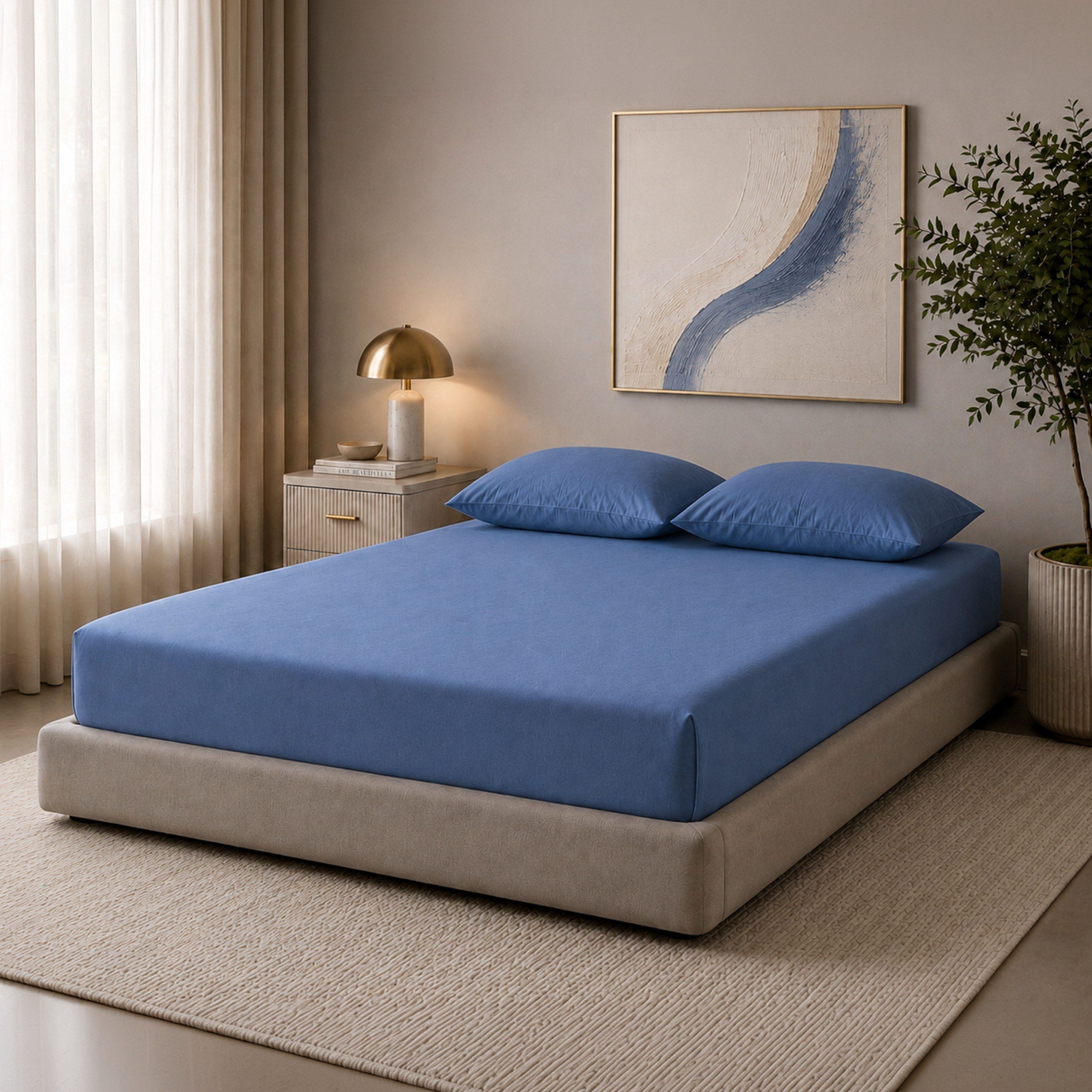 Newport 600 Thread Count 3-Piece Solid Super King Fitted Sheet Set - 180x200+36 cm-hbxhomeware-bedding-fittedsheets-image-1