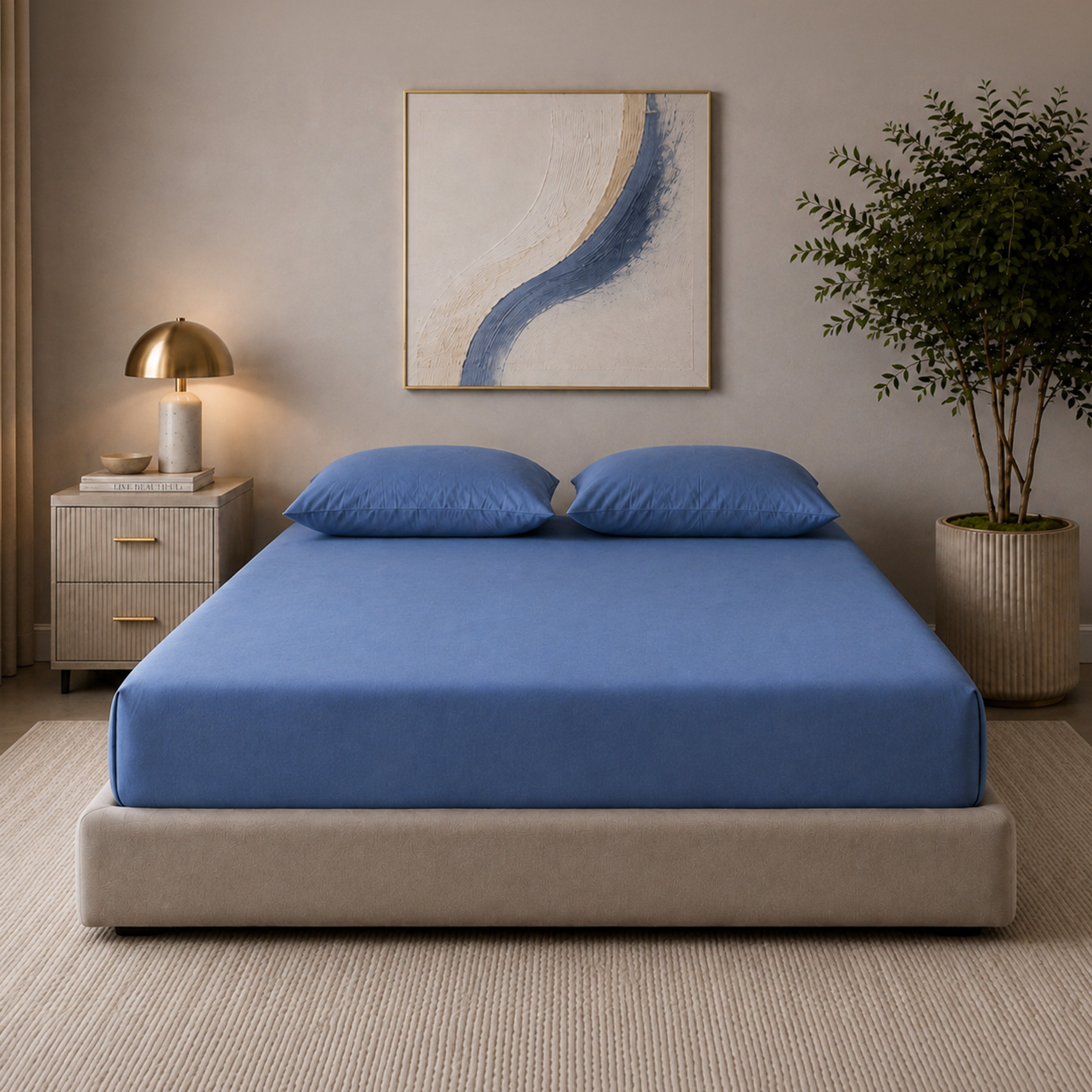 Newport 600 Thread Count 3-Piece Solid Super King Fitted Sheet Set - 180x200+36 cm-hbxhomeware-bedding-fittedsheets-image-2