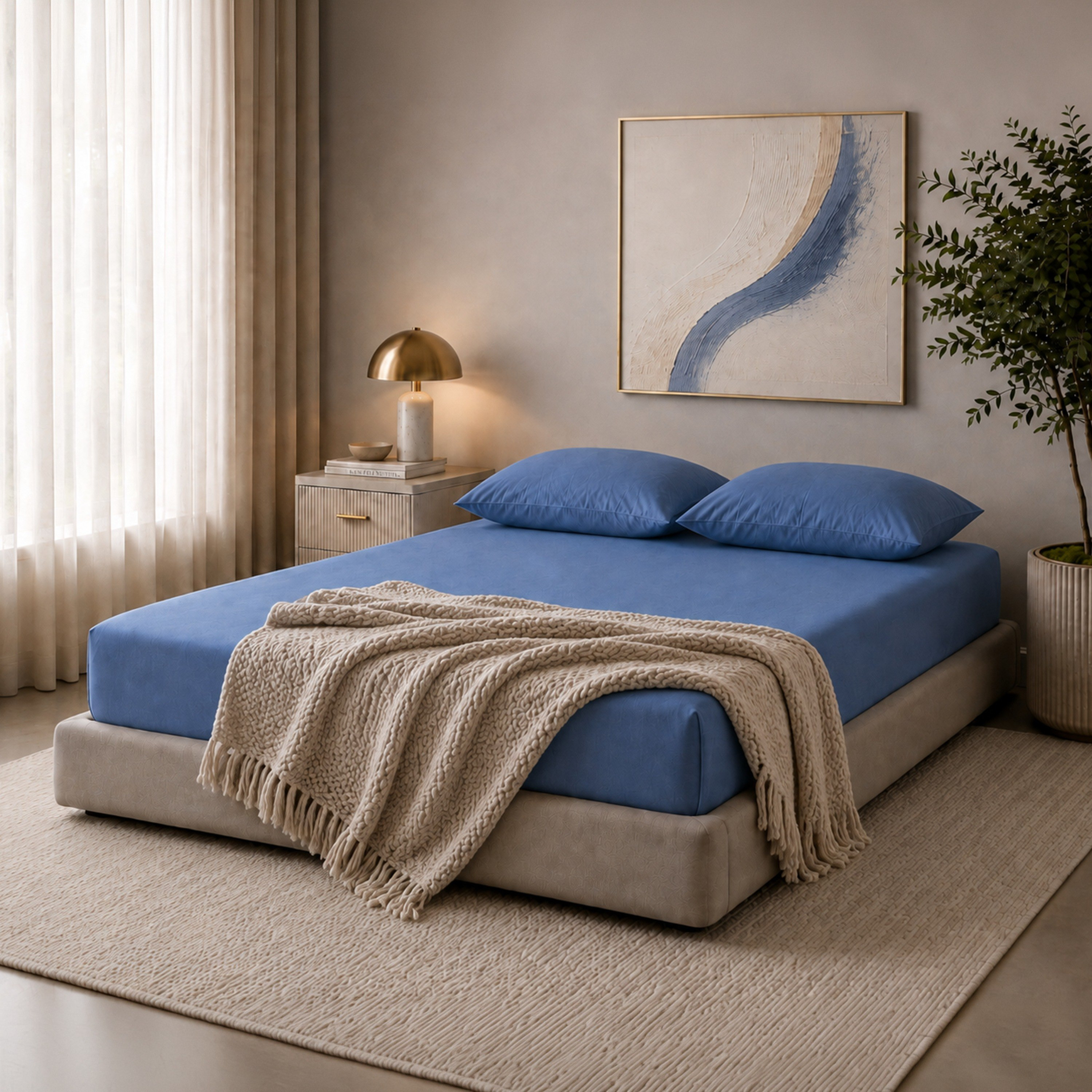 Newport 600 Thread Count 3-Piece Solid Super King Fitted Sheet Set - 180x200+36 cm-hbxhomeware-bedding-fittedsheets-image-5