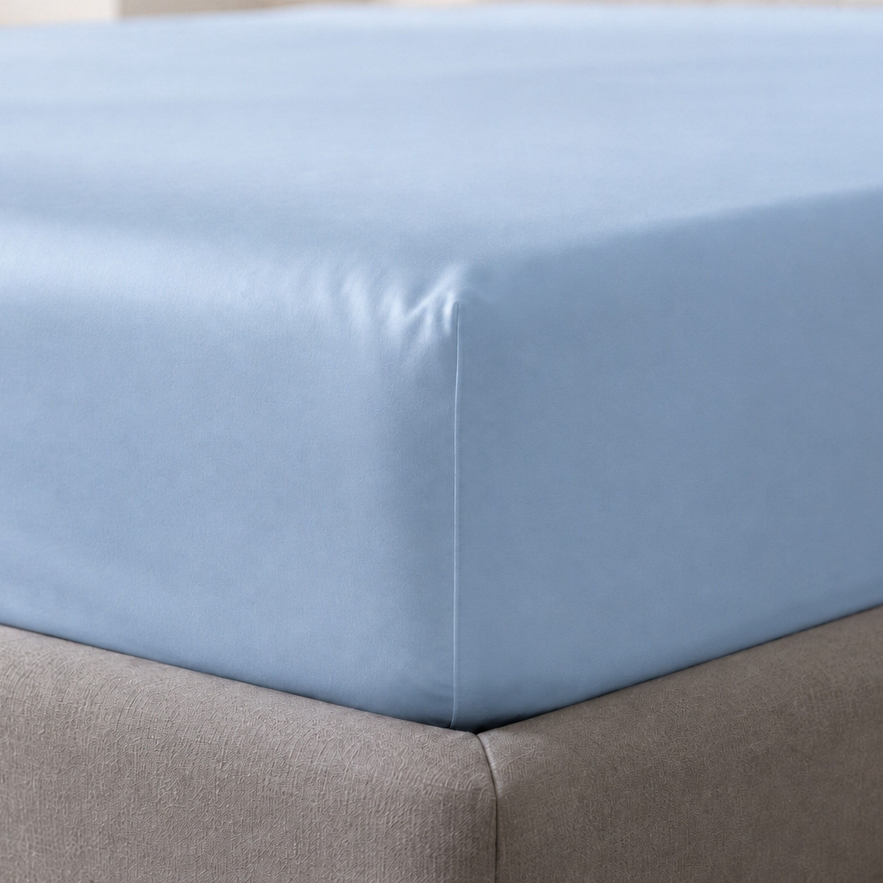 طقم شرشف مطاطي سوبر كينج سادة بعدد خيوط 600 خيط 3 قطع من نيوبورت - 180×200+36 سم-hbxhomeware-bedding-fittedsheets-image-4