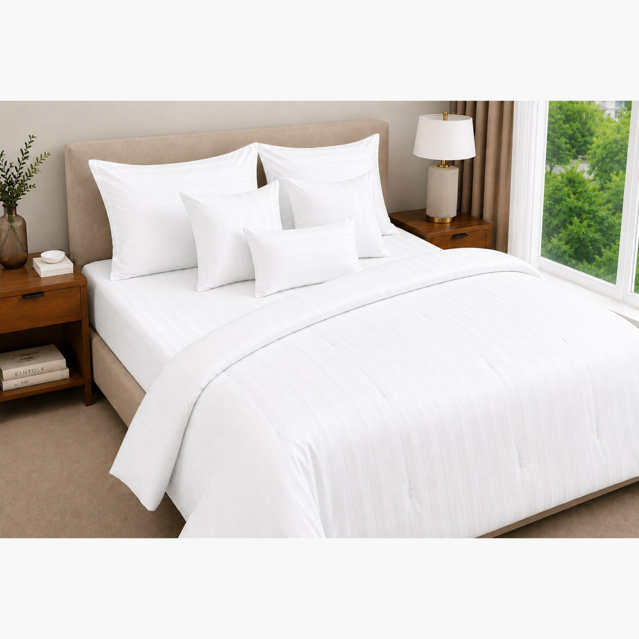 طقم لحاف كينغ بياب 7 قطع بخطوط ساتان وكثافة 600 خيط من نيو بورت، مقاس 220 × 240 سم-hbxhomeware-bedding-bedinabag-image-1