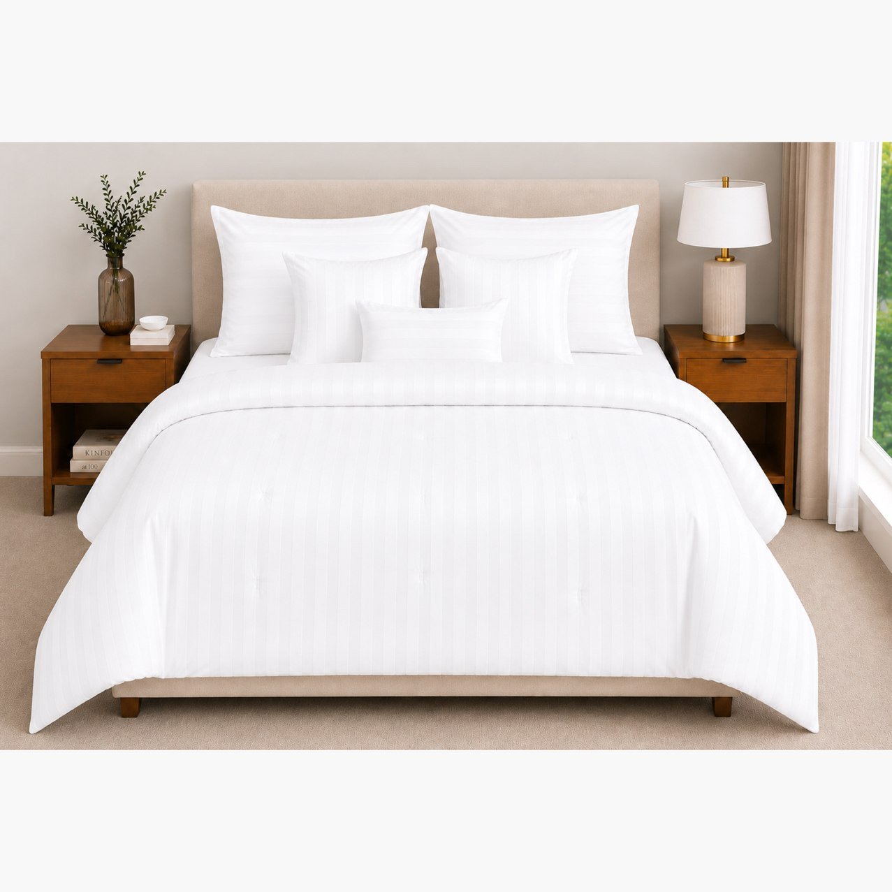 طقم لحاف كينغ بياب 7 قطع بخطوط ساتان وكثافة 600 خيط من نيو بورت، مقاس 220 × 240 سم-hbxhomeware-bedding-bedinabag-image-2
