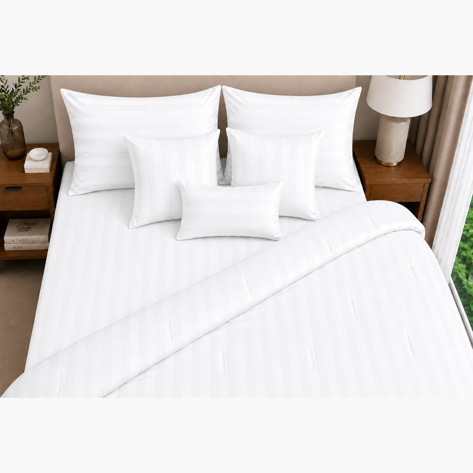طقم لحاف كينغ بياب 7 قطع بخطوط ساتان وكثافة 600 خيط من نيو بورت، مقاس 220 × 240 سم-hbxhomeware-bedding-bedinabag-image-3