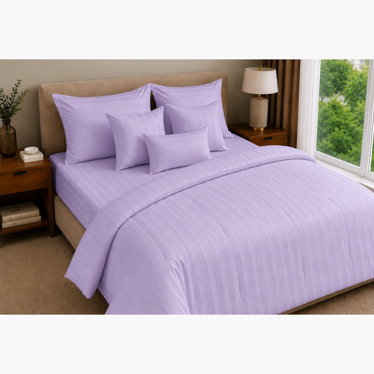 Newport 600 Thread Count 7-Piece Satin Stripe BIAB King Comforter Set - 220x240 cm-hbxhomeware-bedding-bedinabag-image-1