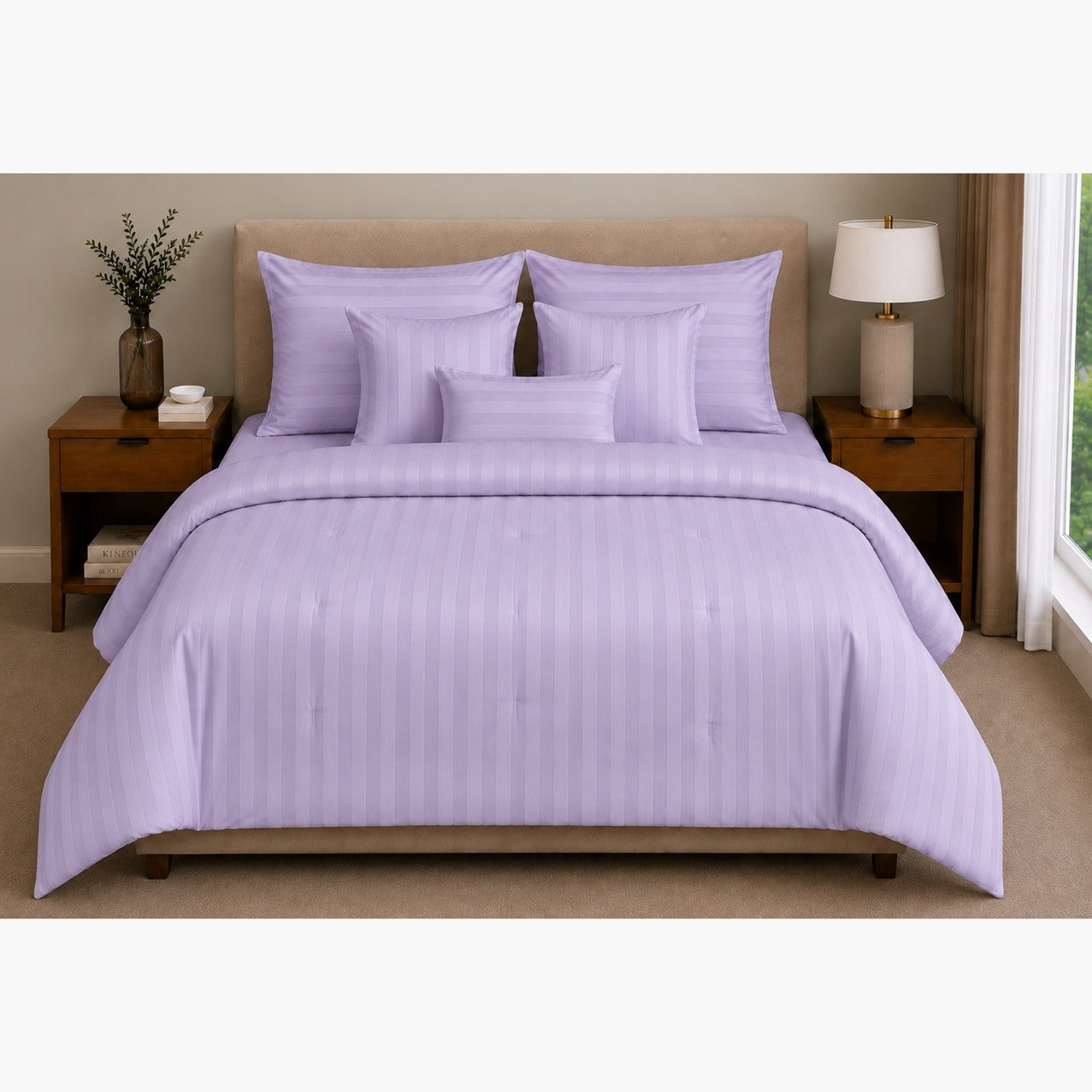 Newport 600 Thread Count 7-Piece Satin Stripe BIAB King Comforter Set - 220x240 cm-hbxhomeware-bedding-bedinabag-image-2