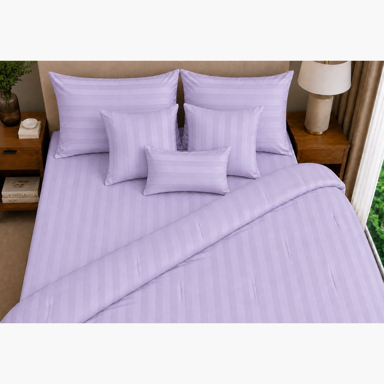 Newport 600 Thread Count 7-Piece Satin Stripe BIAB King Comforter Set - 220x240 cm-hbxhomeware-bedding-bedinabag-image-5