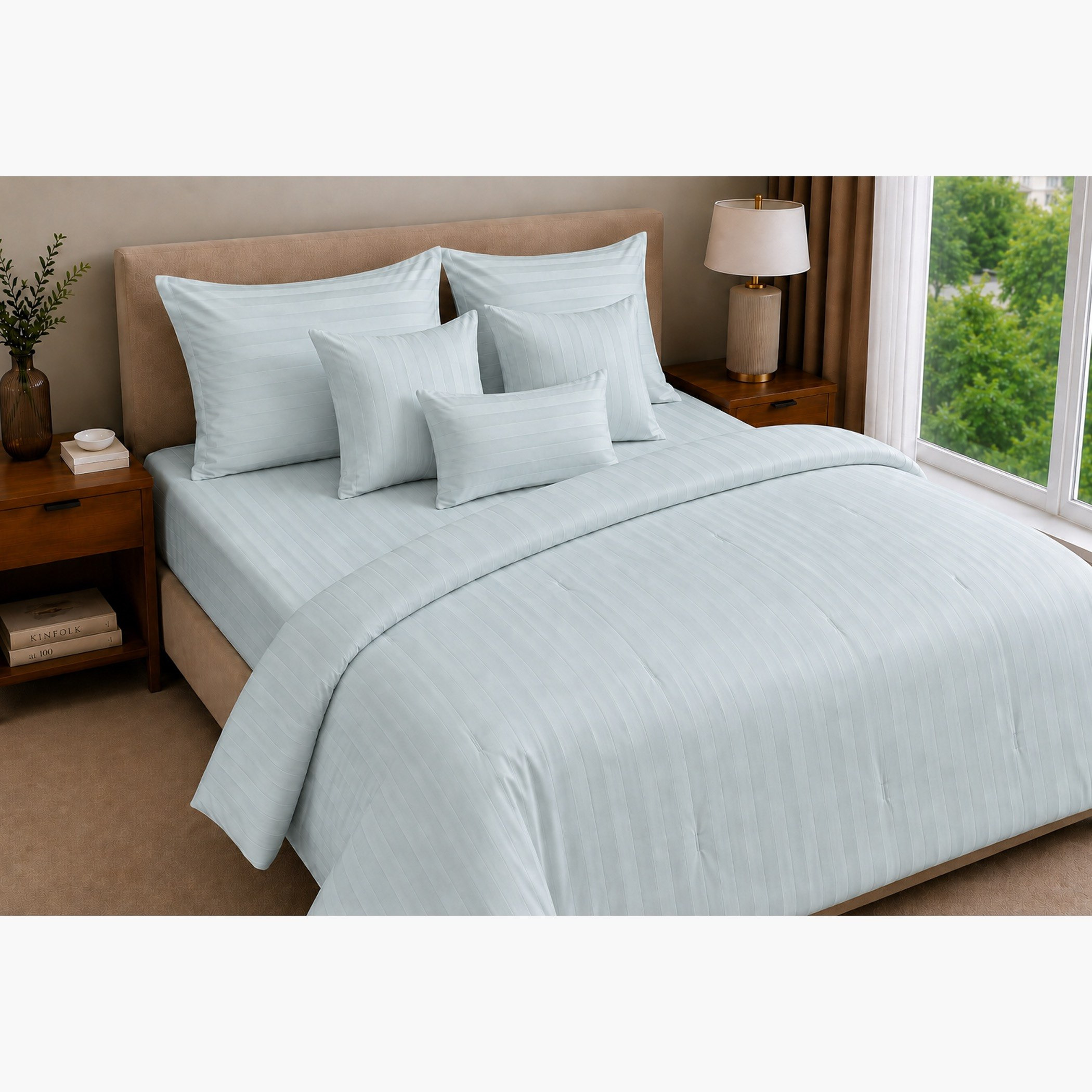طقم لحاف كينج ساتان بعدد خطوط 600 خيط 7 قطع من نيوبورت - 220 × 240 سم-hbxhomeware-bedding-bedinabag-image-1