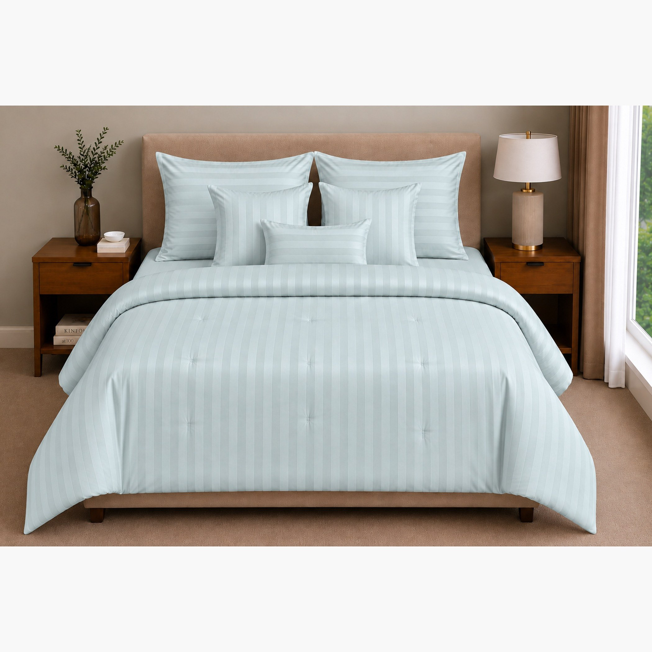 طقم لحاف كينج ساتان بعدد خطوط 600 خيط 7 قطع من نيوبورت - 220 × 240 سم-hbxhomeware-bedding-bedinabag-image-2