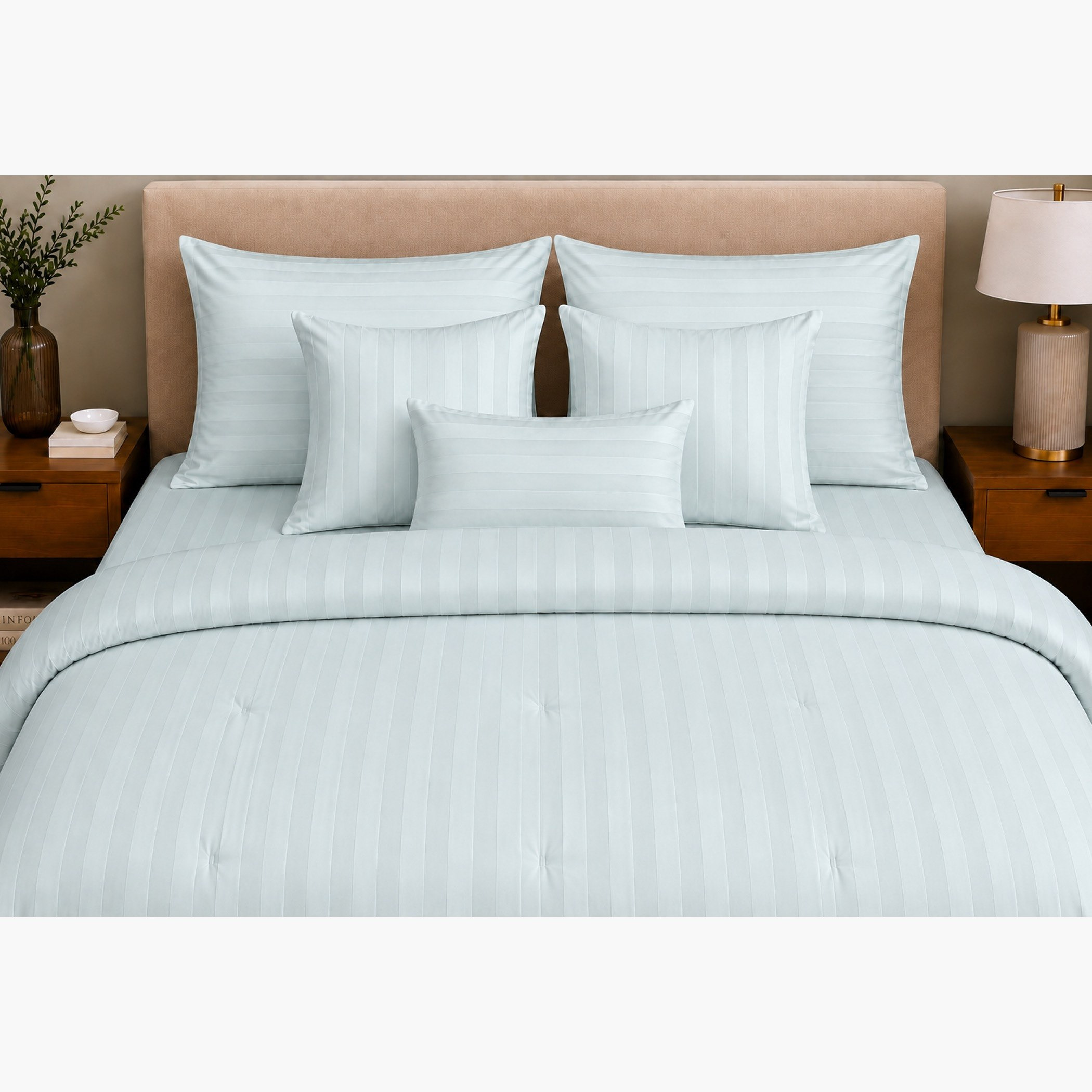 طقم لحاف كينج ساتان بعدد خطوط 600 خيط 7 قطع من نيوبورت - 220 × 240 سم-hbxhomeware-bedding-bedinabag-image-3