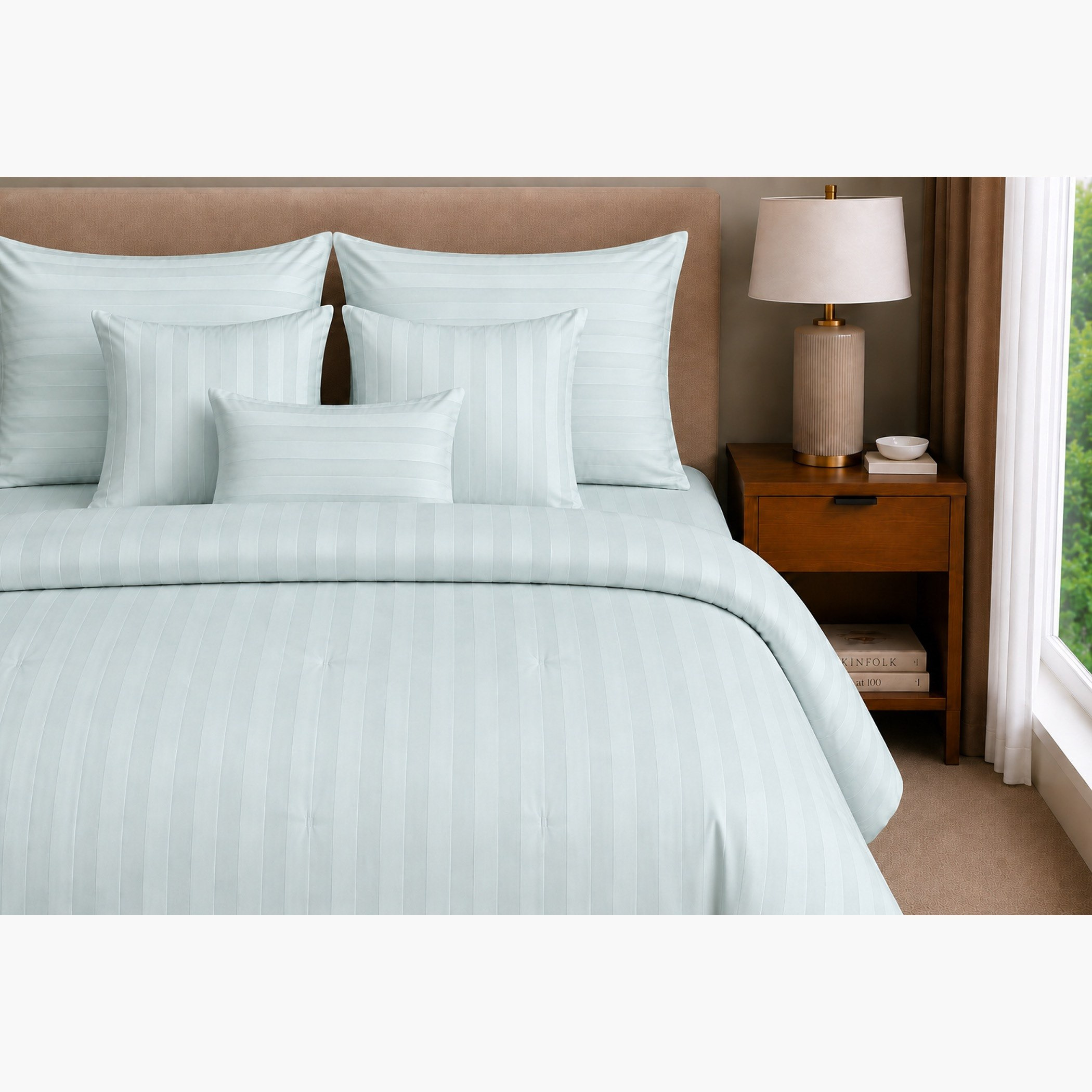 طقم لحاف كينج ساتان بعدد خطوط 600 خيط 7 قطع من نيوبورت - 220 × 240 سم-hbxhomeware-bedding-bedinabag-image-4
