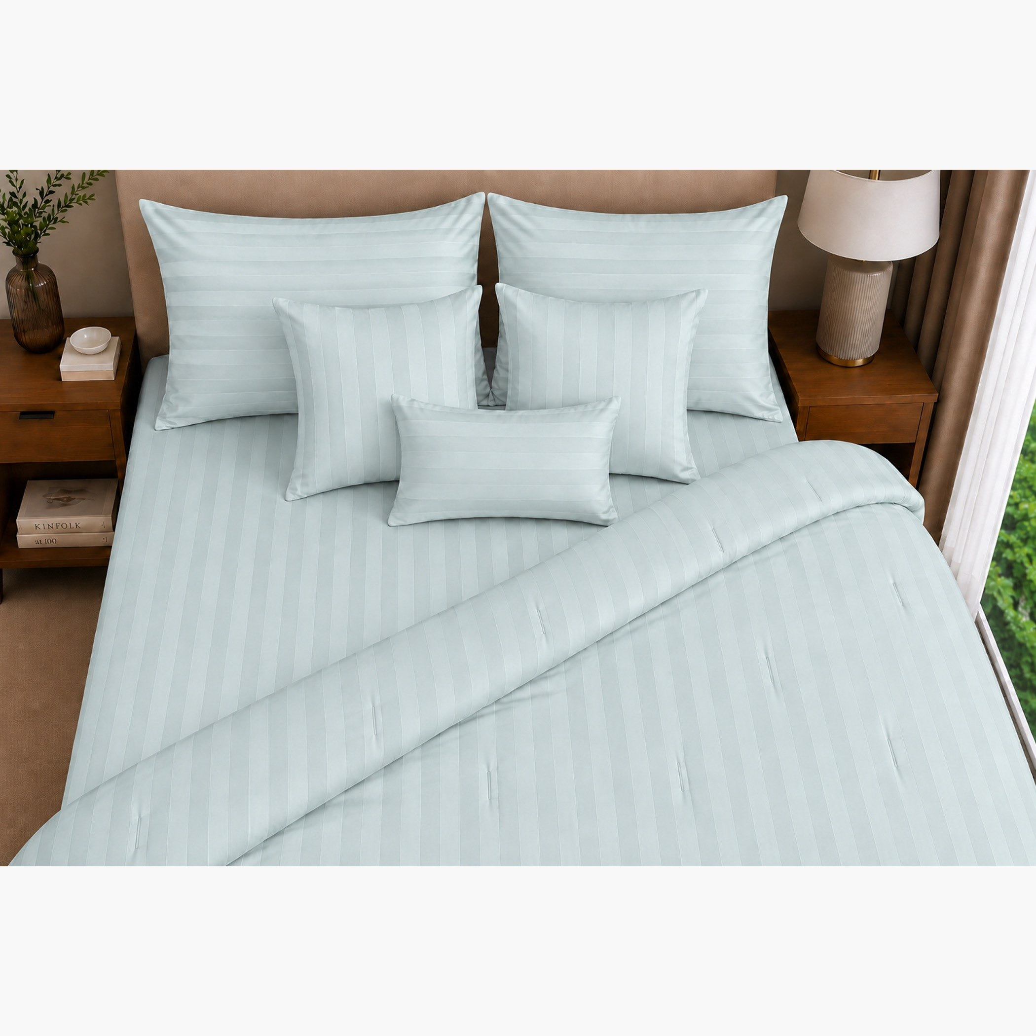 طقم لحاف كينج ساتان بعدد خطوط 600 خيط 7 قطع من نيوبورت - 220 × 240 سم-hbxhomeware-bedding-bedinabag-image-5
