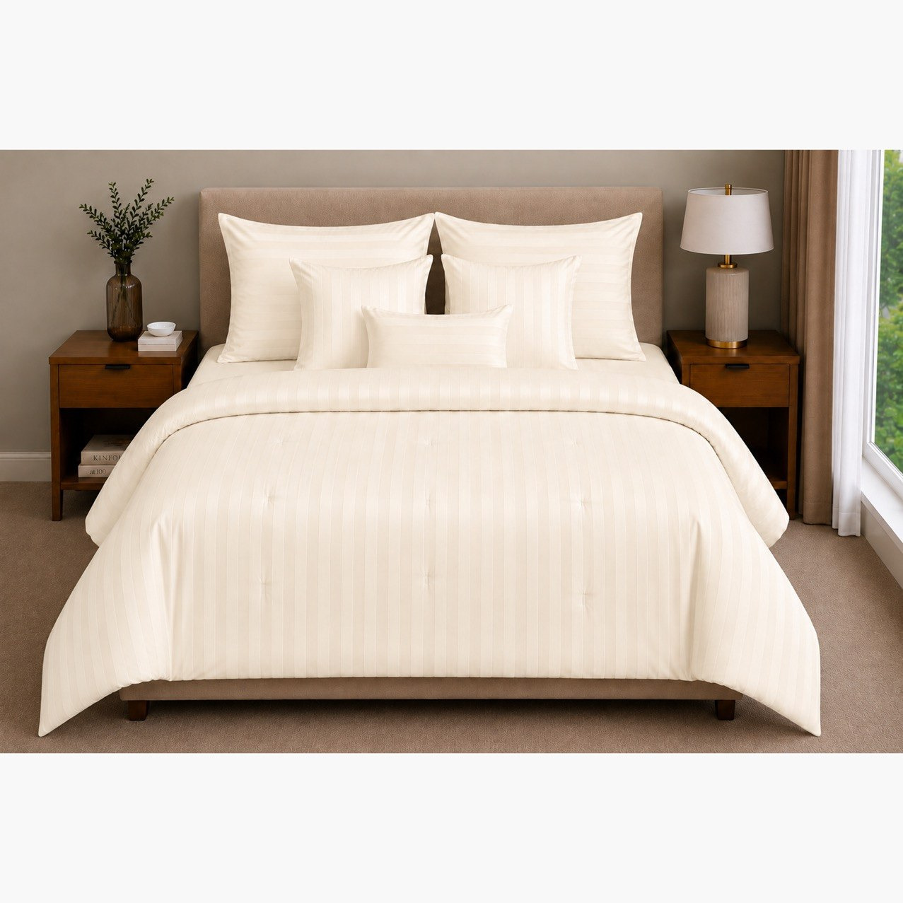 Newport 600 Thread Count 7-Piece Satin Stripe BIAB King Comforter Set - 220x240 cm-hbxhomeware-bedding-bedinabag-image-2