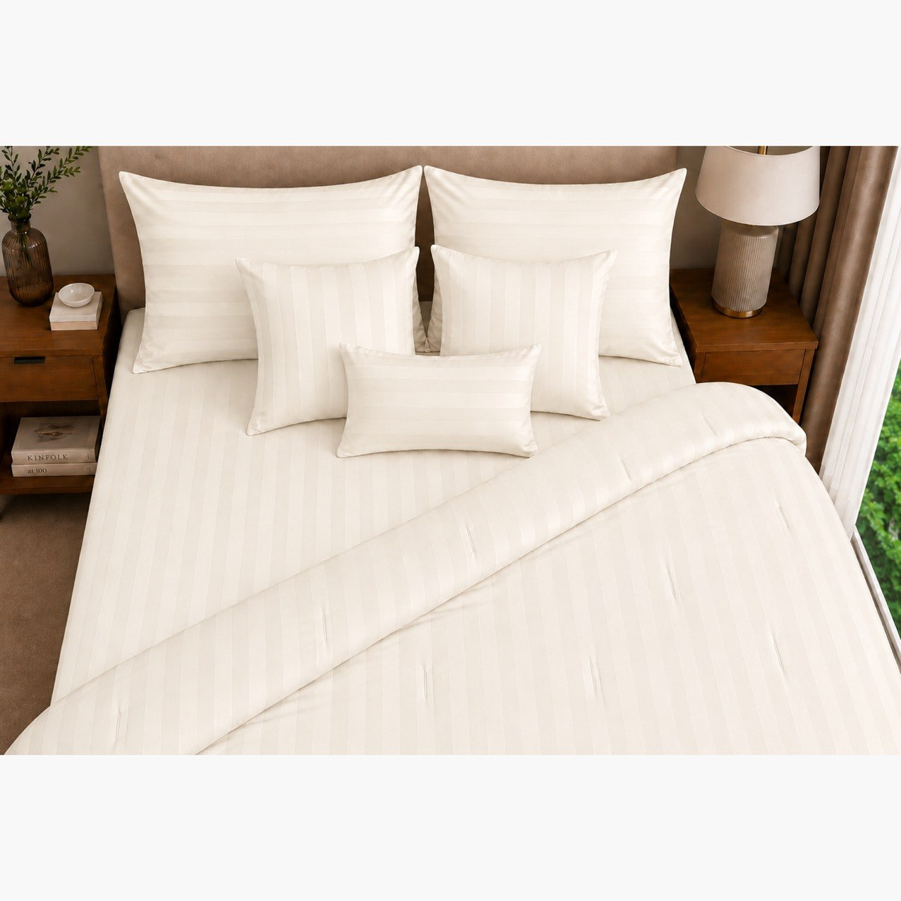 Newport 600 Thread Count 7-Piece Satin Stripe BIAB King Comforter Set - 220x240 cm-hbxhomeware-bedding-bedinabag-image-5
