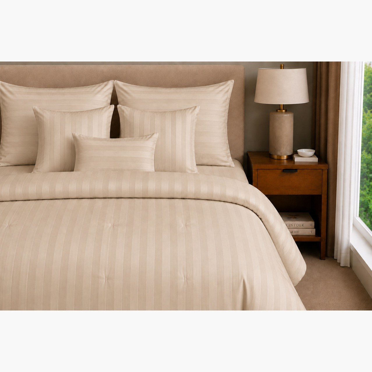 Newport 600 Thread Count 7-Piece Satin Stripe BIAB King Comforter Set - 220x240 cm-PROMO_HB_SA_SETFOR1299_270826-image-4