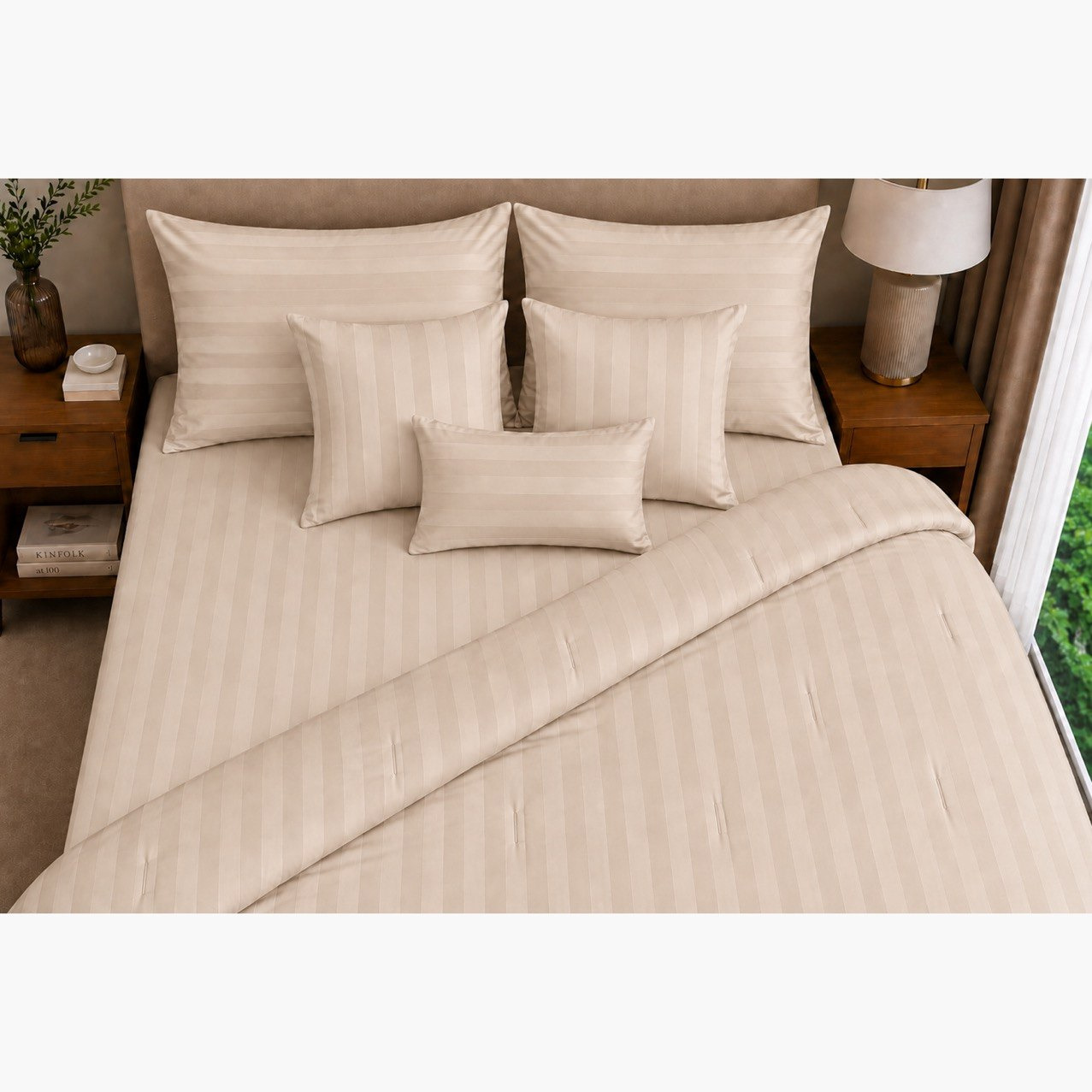 Newport 600 Thread Count 7-Piece Satin Stripe BIAB King Comforter Set - 220x240 cm-PROMO_HB_SA_SETFOR1299_270826-image-5