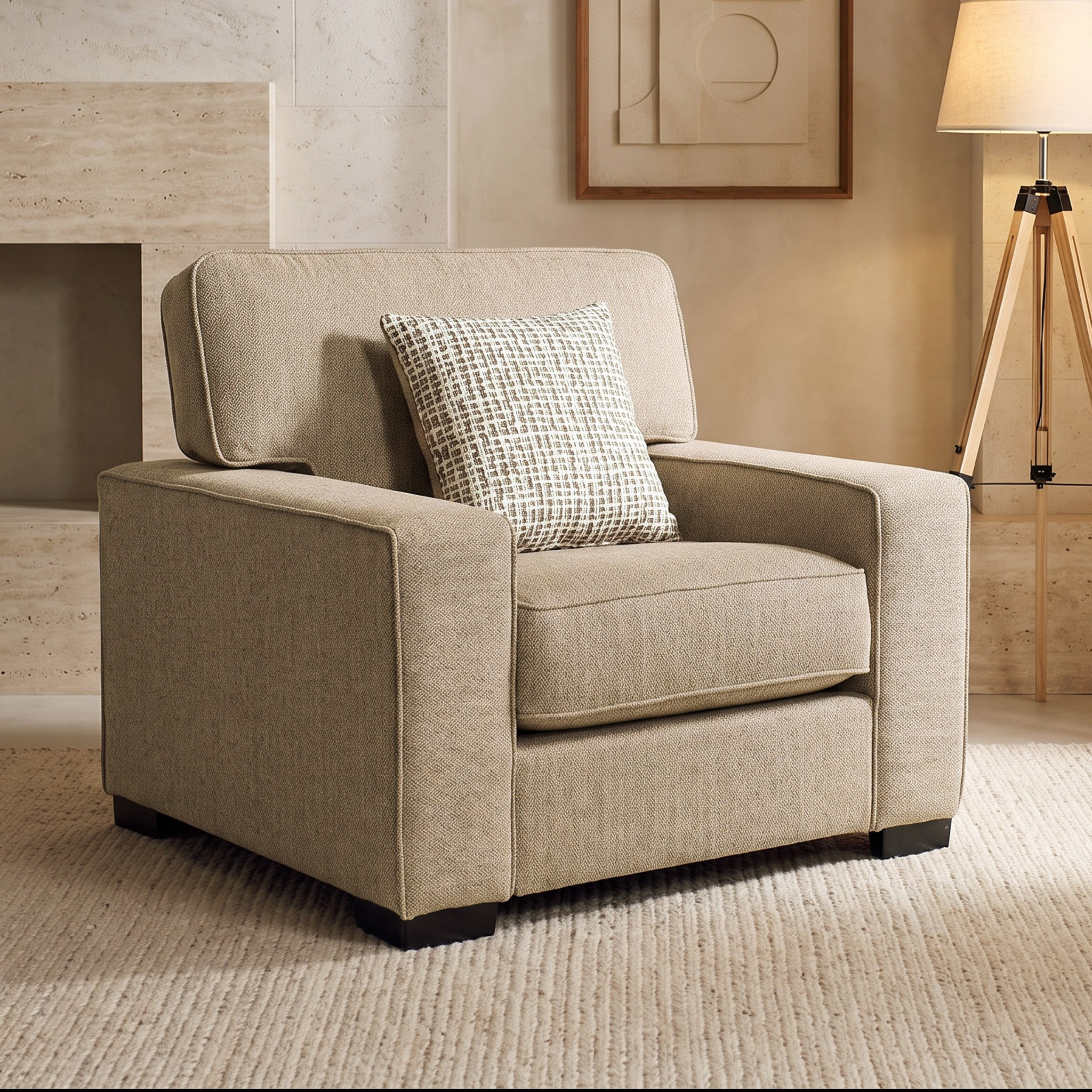 Cannes Fabric Armchair Sofa with Cushion-hbxfurniture-sofasandarmchairs-armchairs-image-1
