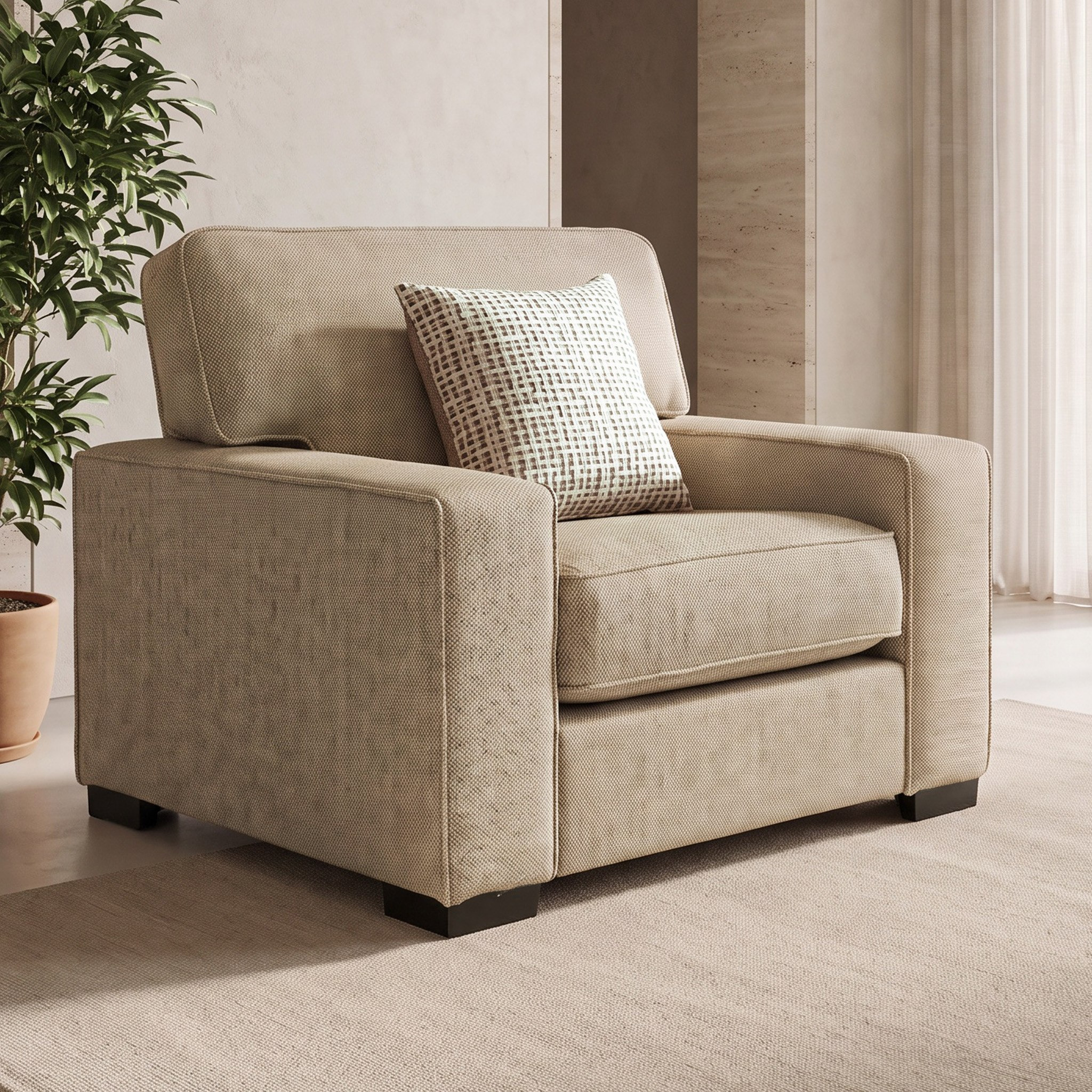 Cannes Fabric Armchair Sofa with Cushion-hbxfurniture-sofasandarmchairs-armchairs-image-2