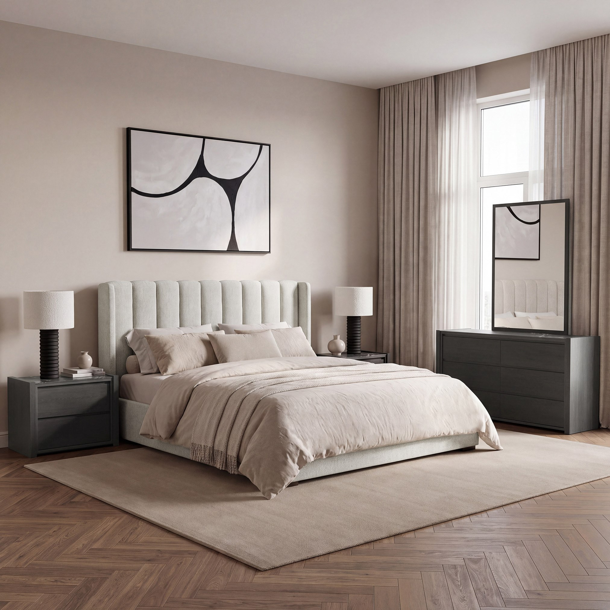 Leonor 5-Piece Upholstered Sintered Stone Top Bedroom Set - 200x200 cm-hbxbedroom-bedsandbedsets-bedroomsets-superking-image-1