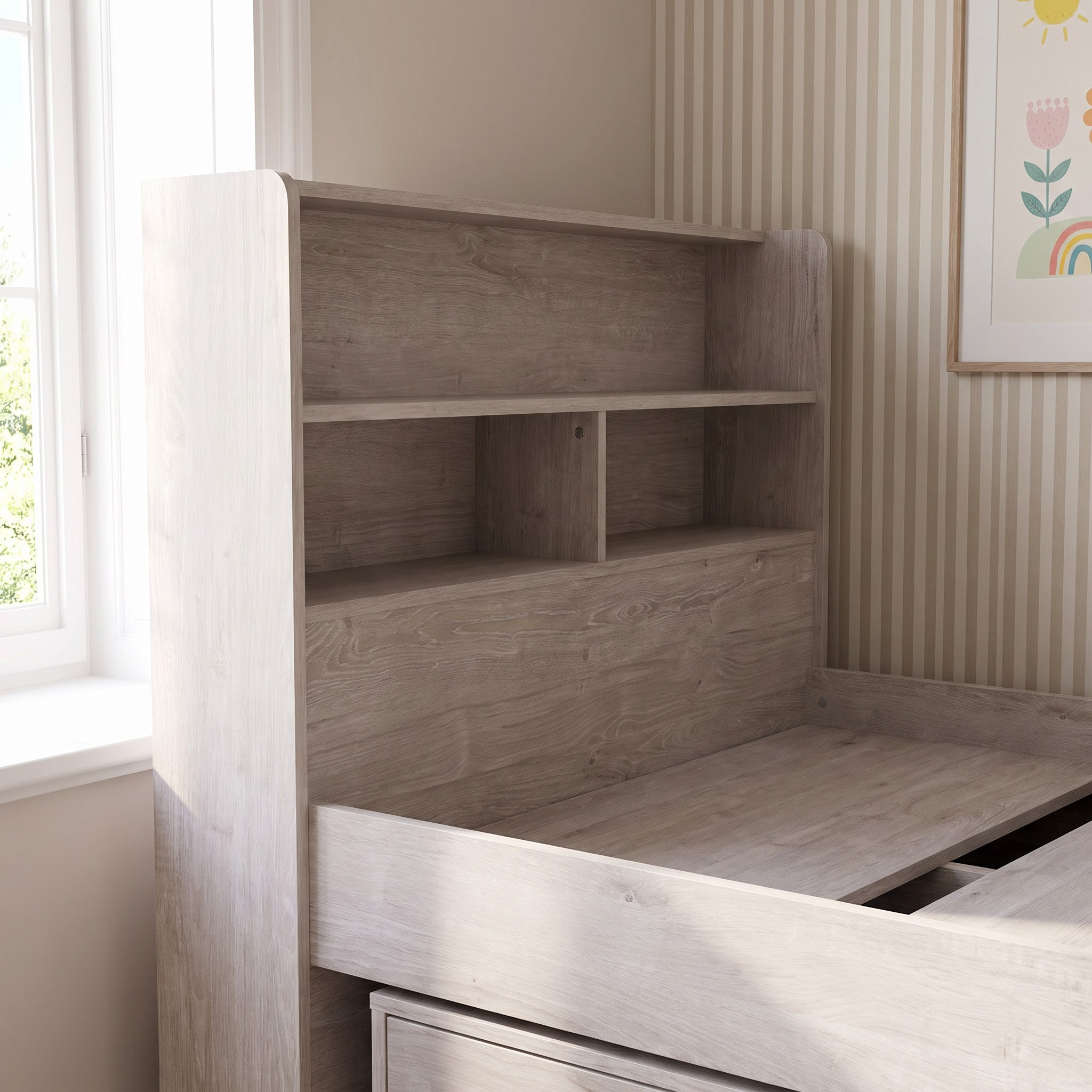 Movo-Ivory Single Bed with Storage - 90x200 cm-hbxfurniture-bedsandbedsets-beds-single-image-4