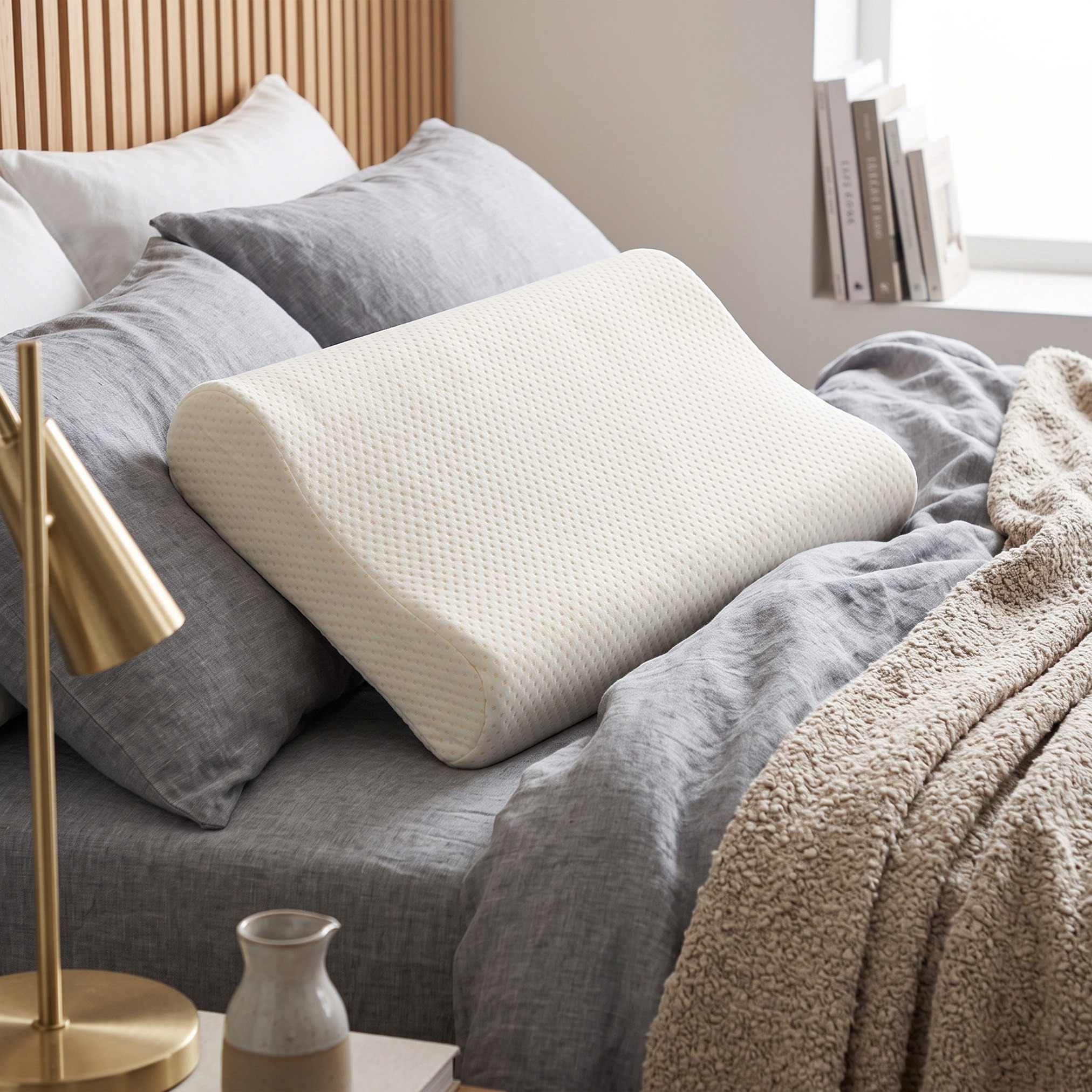 Sleep Ease Contour Memory Foam Pillow - 60x40x12 cm-hbxdecorandfurnishings-bedding-duvetsandpillows-image-5