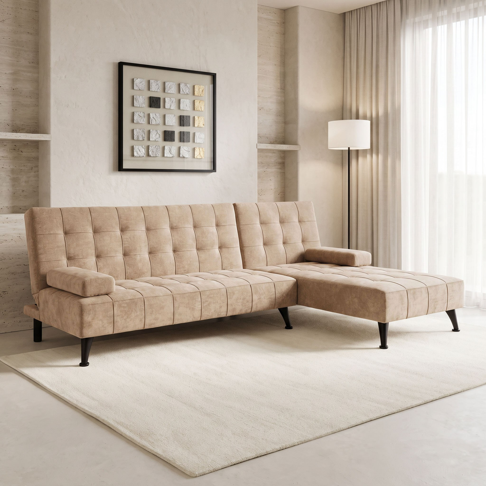 Movo Lasero 5-Seater Reversible Fabric Corner Sofa Bed-hbxfurniture-sofasandarmchairs-sofabeds-image-1