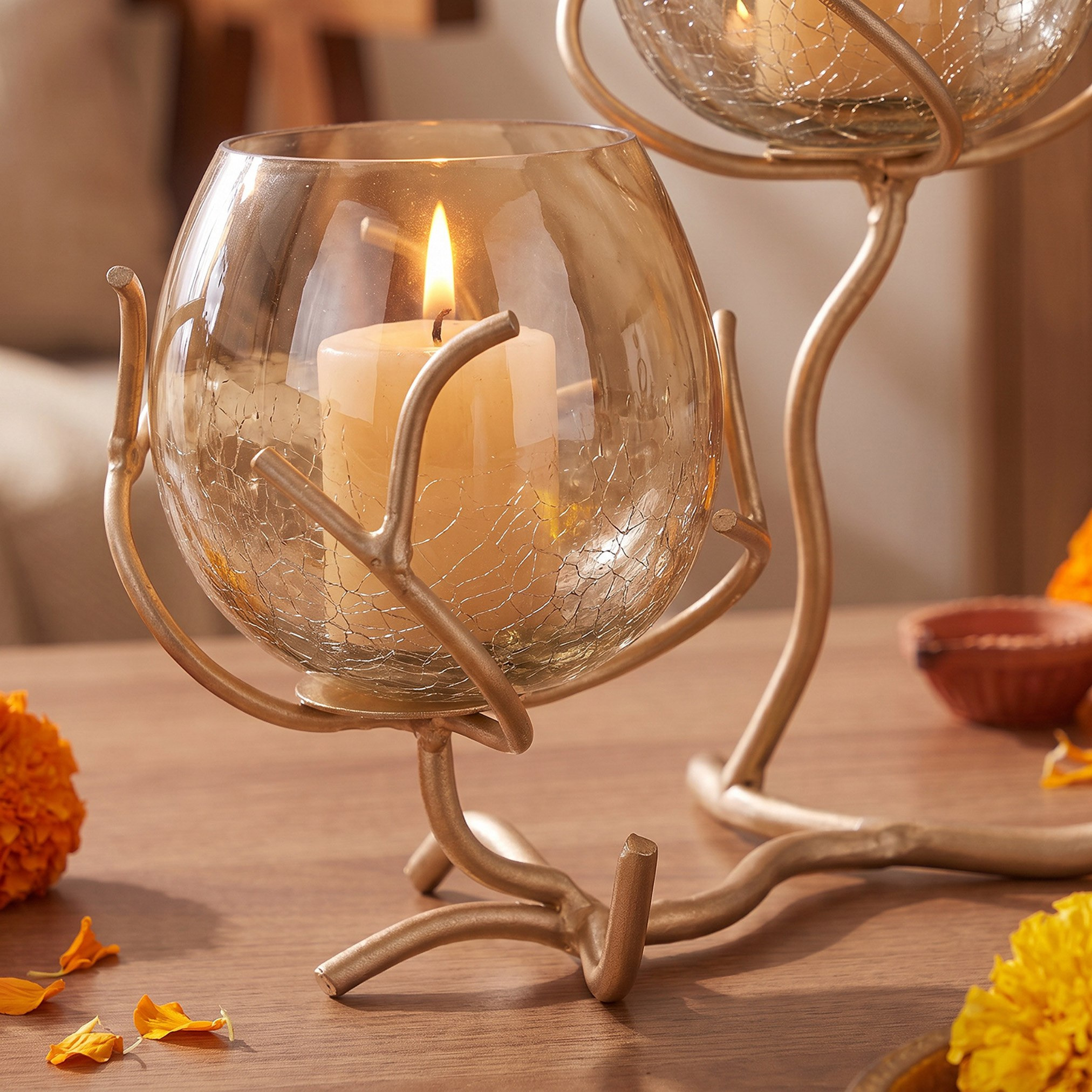 حامل شموع فوتيف معدن مزدوج من نيرا - 30 × 12 × 15 سم-hbxdiningroom-decorandaccessories-candleholders-image-4