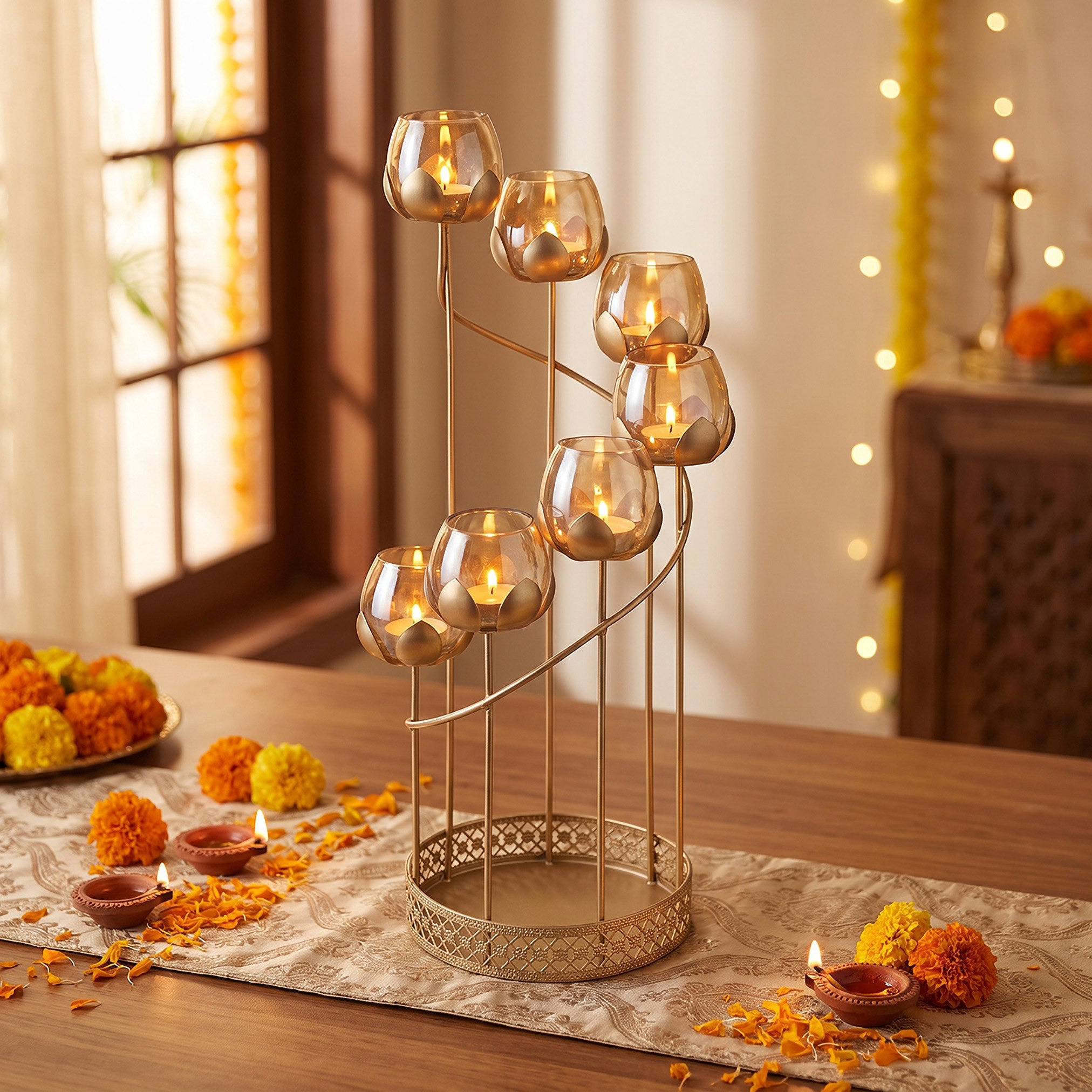 Nyra Spiral Tiered Candleholder - 26x27x57 cm-hbxdiningroom-decorandaccessories-candleholders-image-1