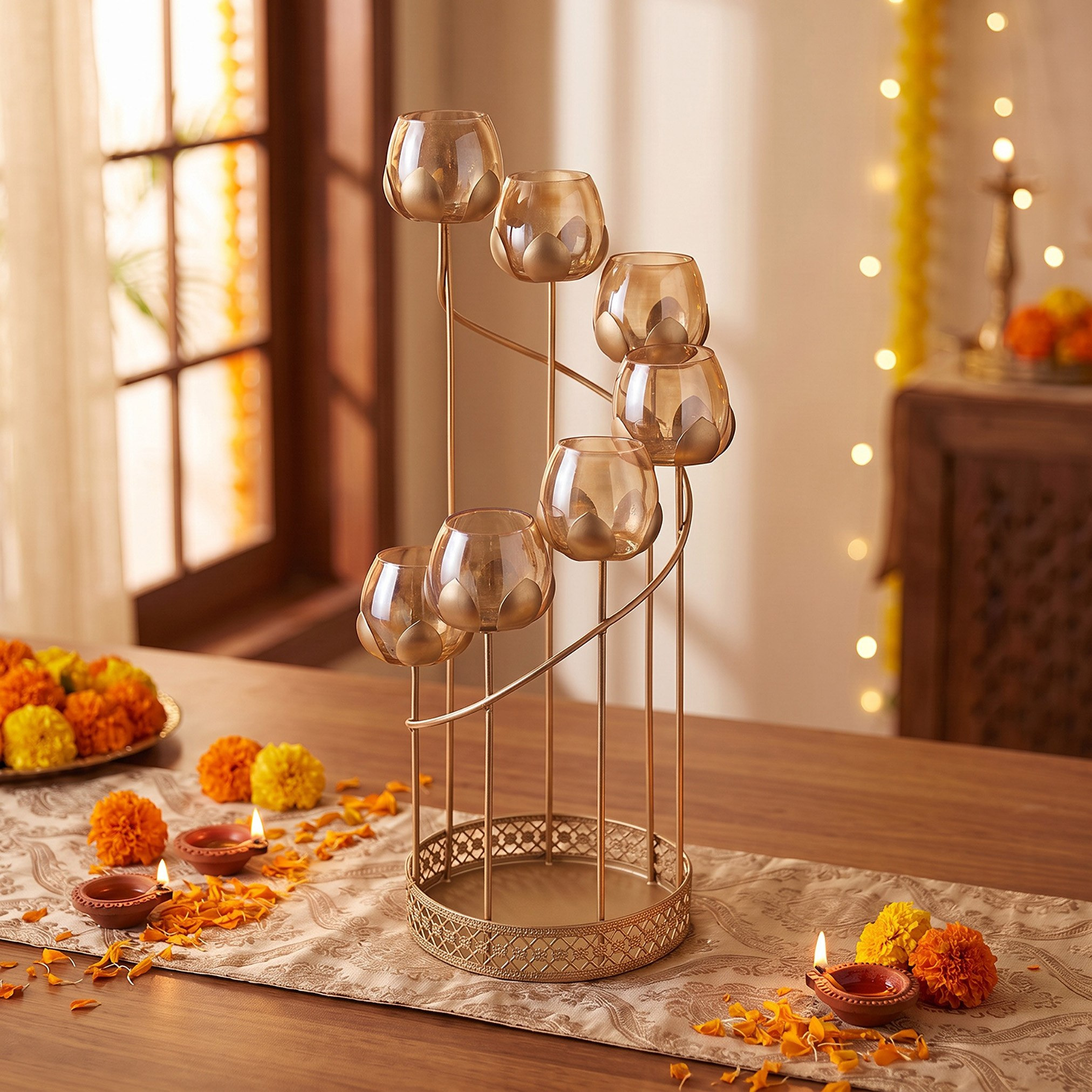 Nyra Spiral Tiered Candleholder - 26x27x57 cm-hbxdiningroom-decorandaccessories-candleholders-image-2