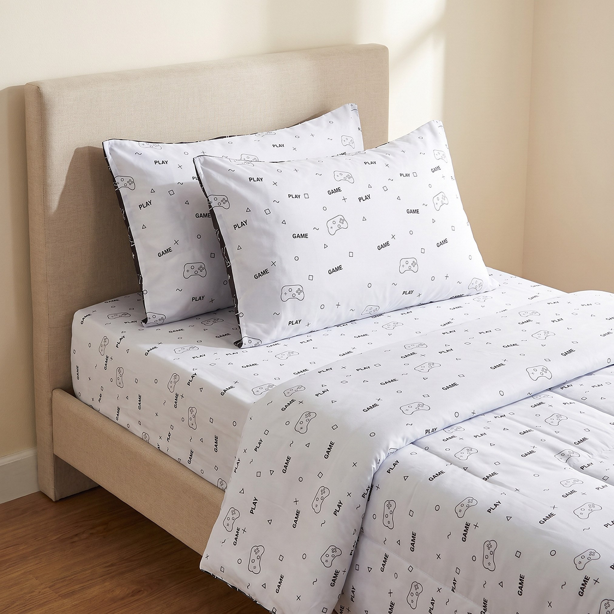 طقم لحاف توين من الألياف 4 قطع جيمنج دودل من سلامبر-hbxkidsandyouth-beddingandfurnishings-comfortersets-image-1