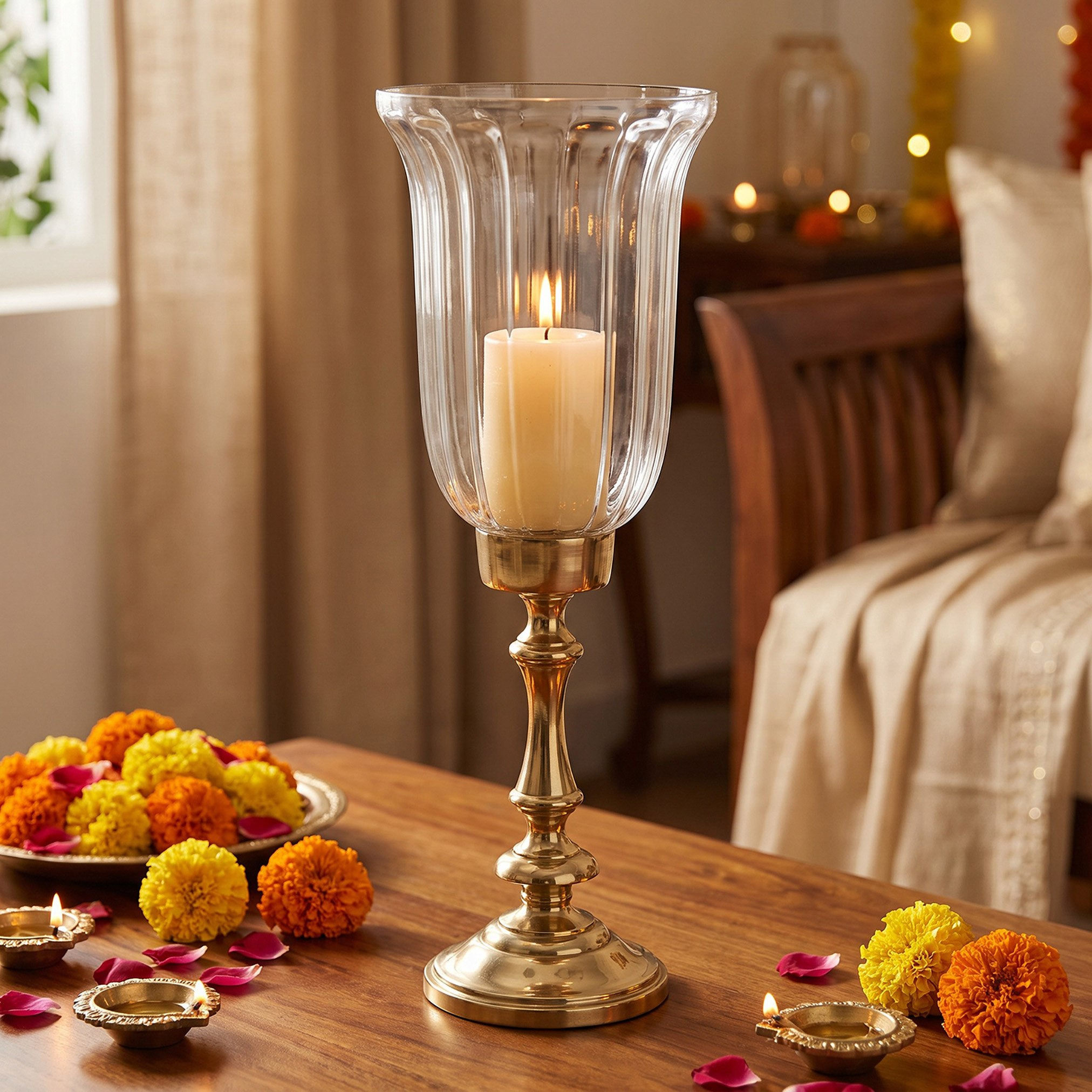 Arunya Large Glass Candleholder - 15.5x41.5 cm-hbxdiningroom-decorandaccessories-candleholders-image-1