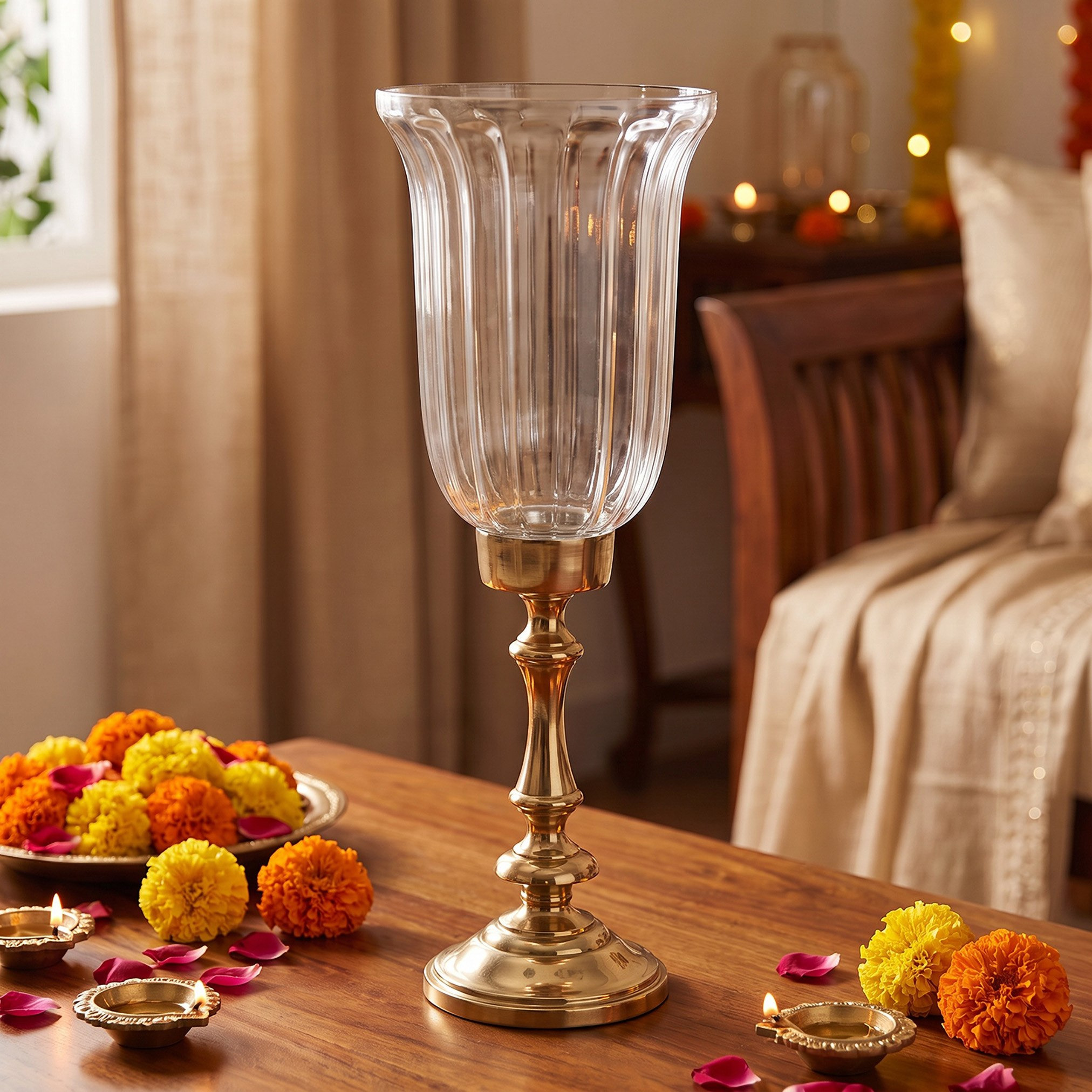 Arunya Large Glass Candleholder - 15.5x41.5 cm-hbxdiningroom-decorandaccessories-candleholders-image-2