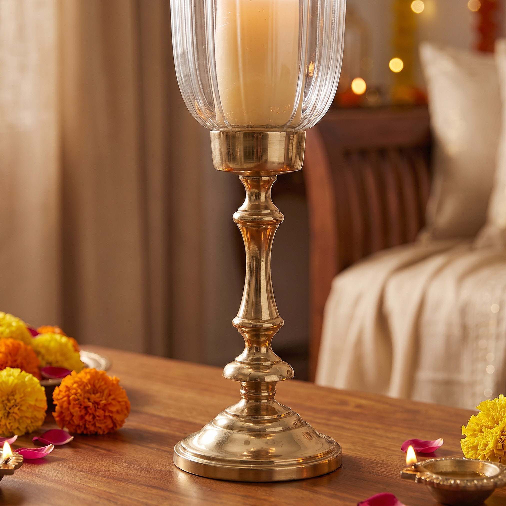 Arunya Large Glass Candleholder - 15.5x41.5 cm-hbxdiningroom-decorandaccessories-candleholders-image-3