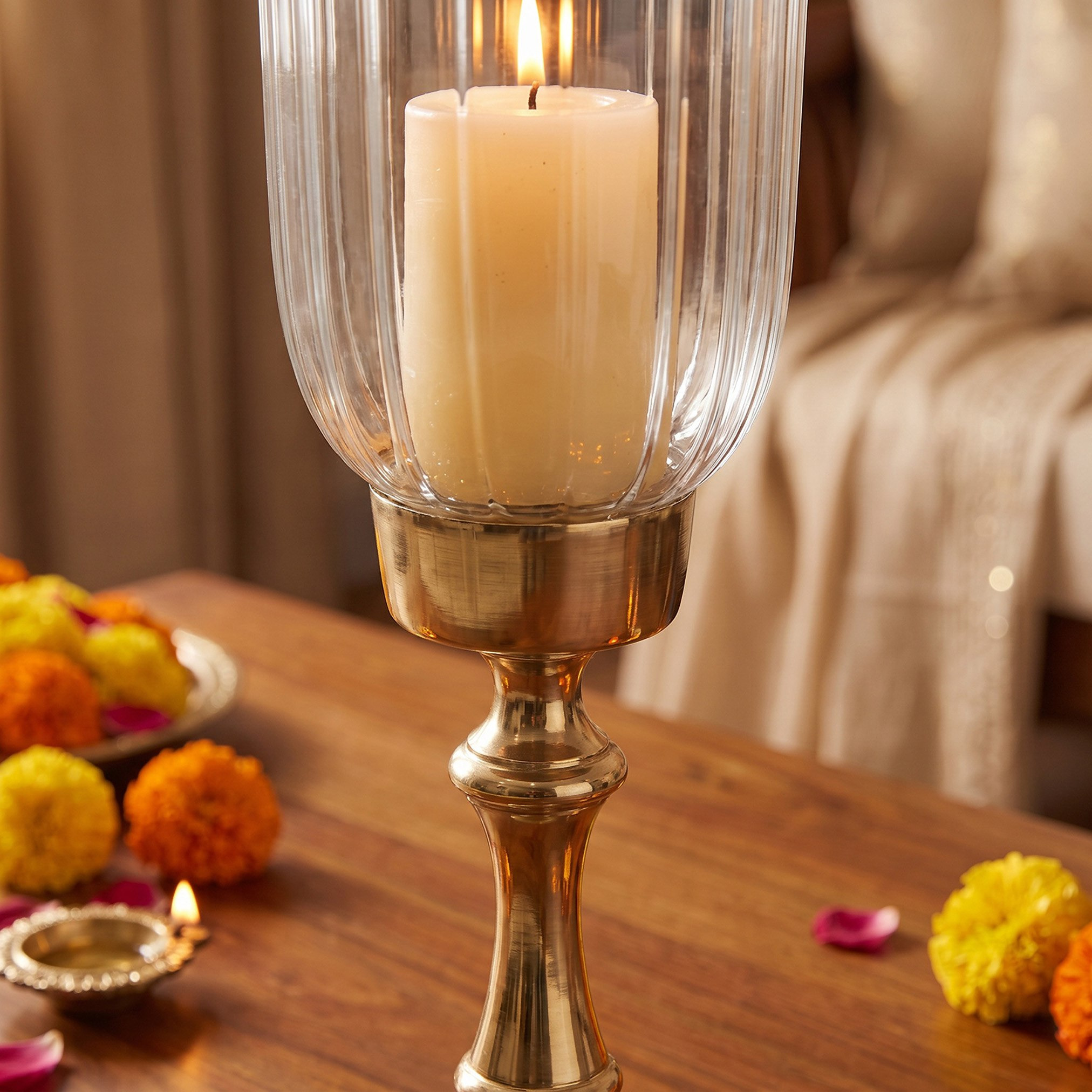 Arunya Large Glass Candleholder - 15.5x41.5 cm-hbxdiningroom-decorandaccessories-candleholders-image-4