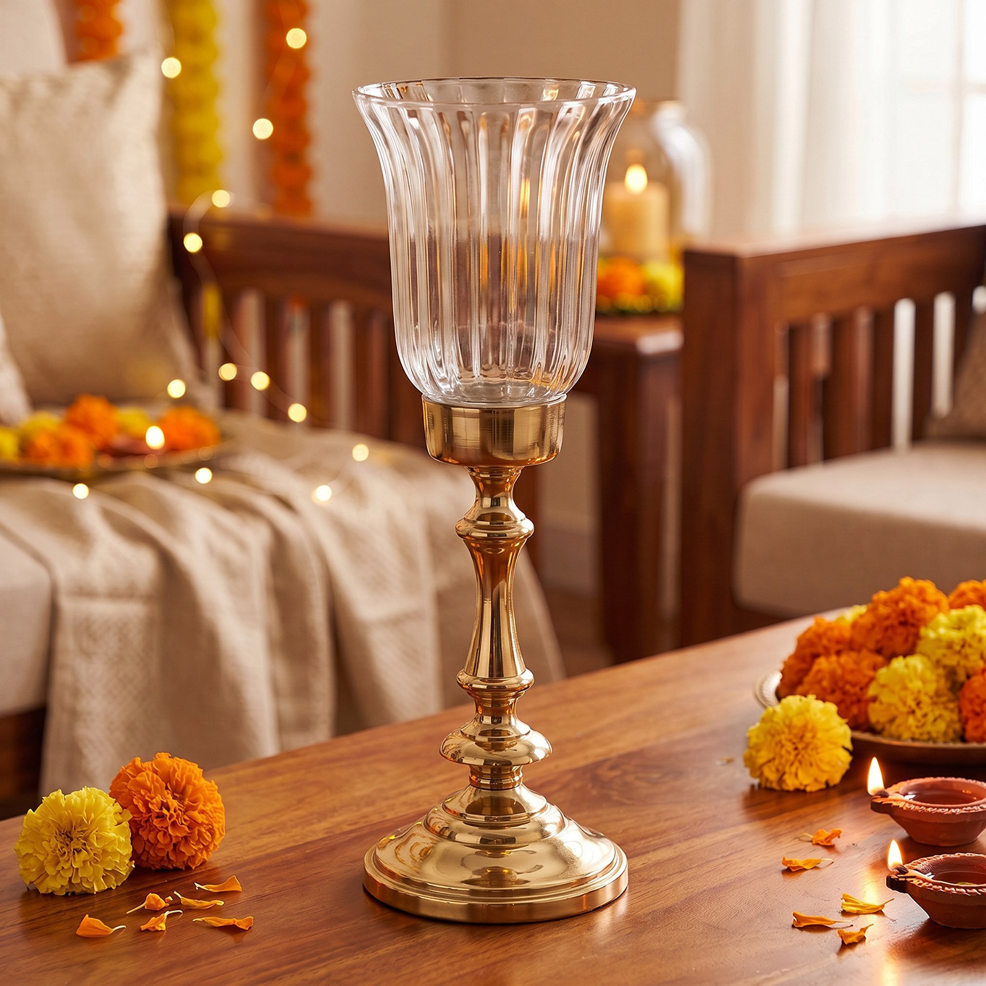Arunya Glass Candleholder - 12x34 cm-hbxdiningroom-decorandaccessories-candleholders-image-2