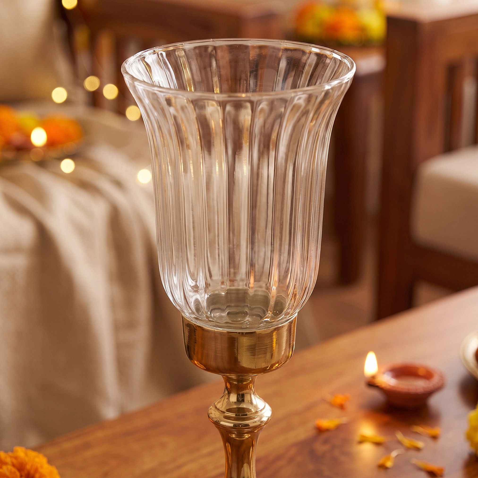Arunya Glass Candleholder - 12x34 cm-hbxdiningroom-decorandaccessories-candleholders-image-3