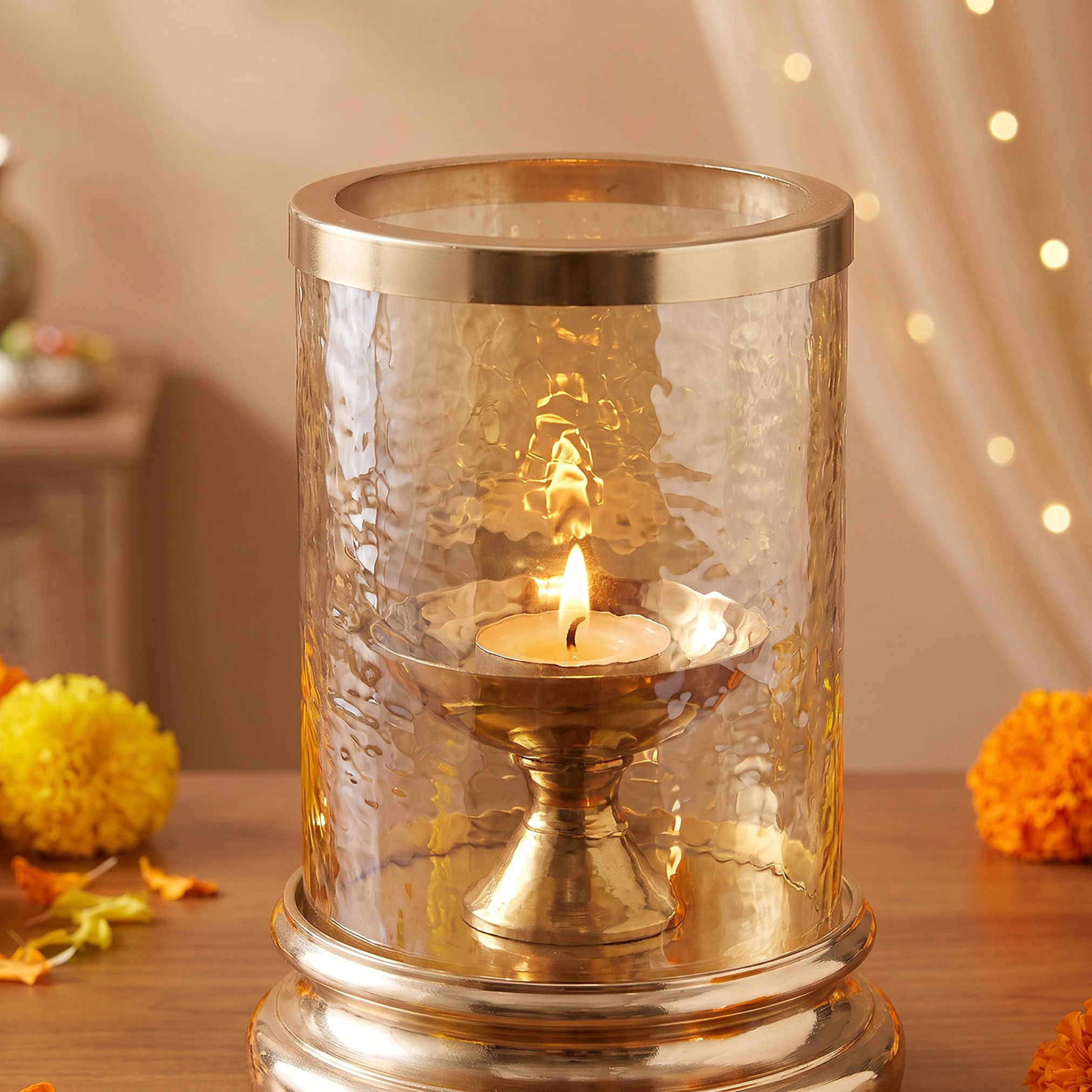 Arunya Glass Hurricane Candle Stand - 12.5x24 cm-hbxdiningroom-decorandaccessories-candleholders-image-3