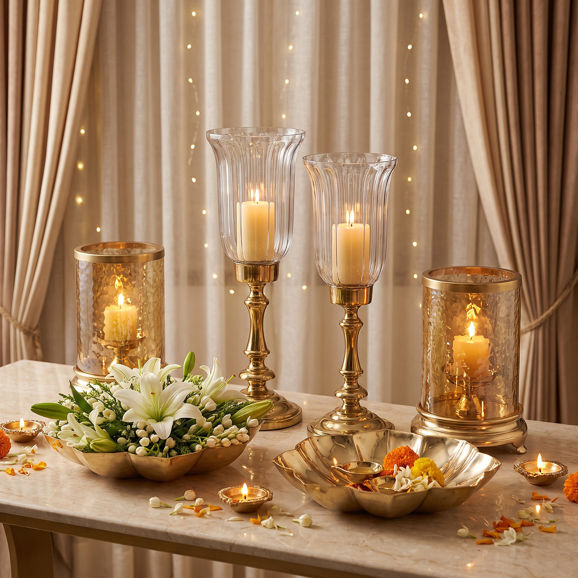Arunya Glass Hurricane Candle Stand - 12.5x24 cm-hbxdiningroom-decorandaccessories-candleholders-image-5
