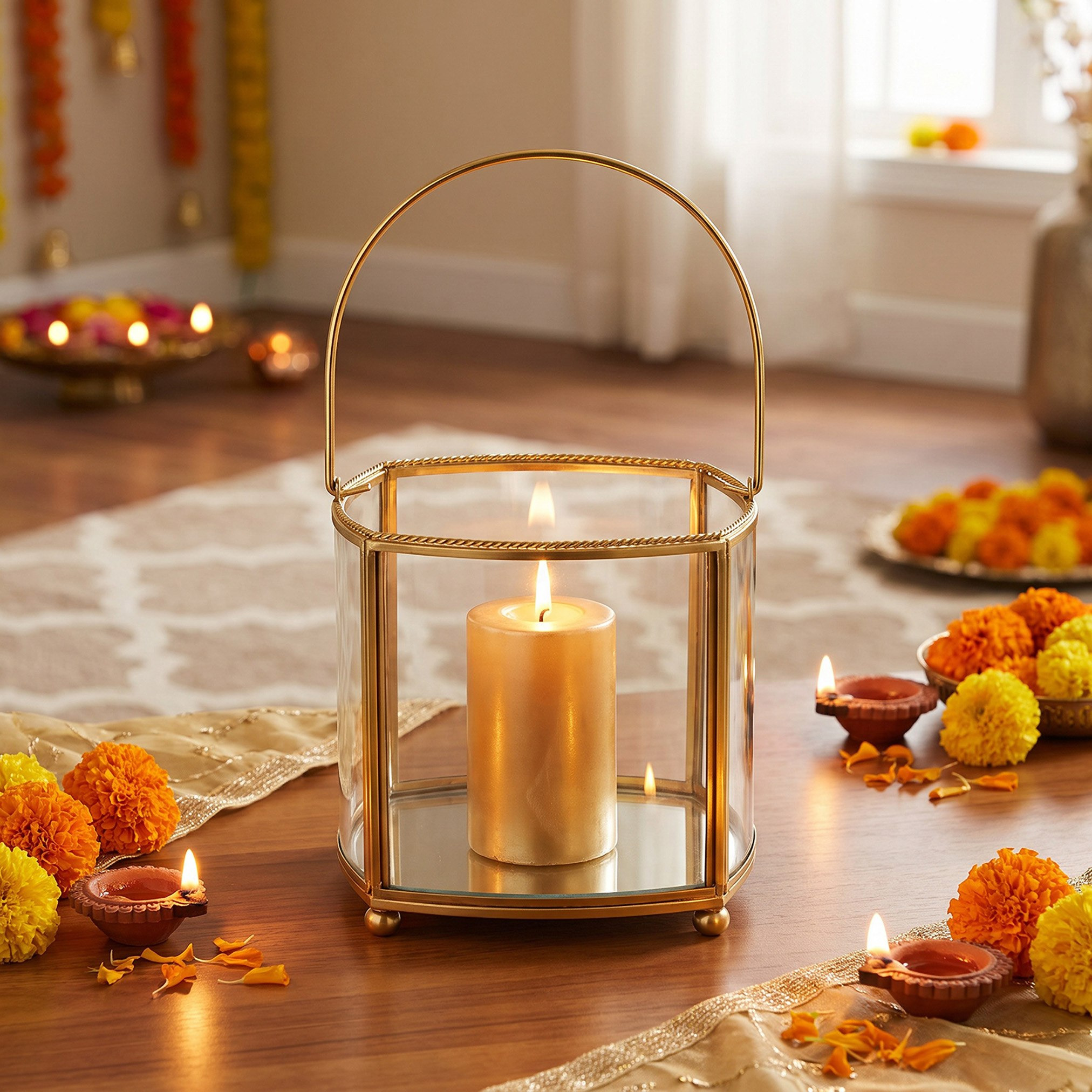 Arunya Small Beaded Lantern - 10x15 cm-hbxdecorandfurnishings-homeaccessories-lanterns-image-1