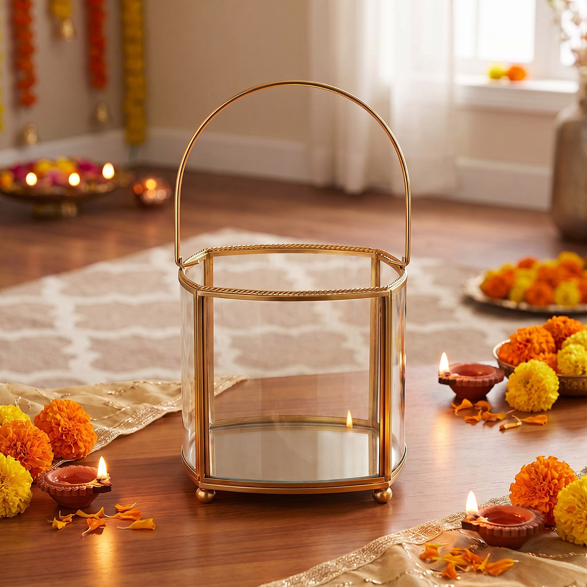 Arunya Small Beaded Lantern - 10x15 cm-hbxdecorandfurnishings-homeaccessories-lanterns-image-2