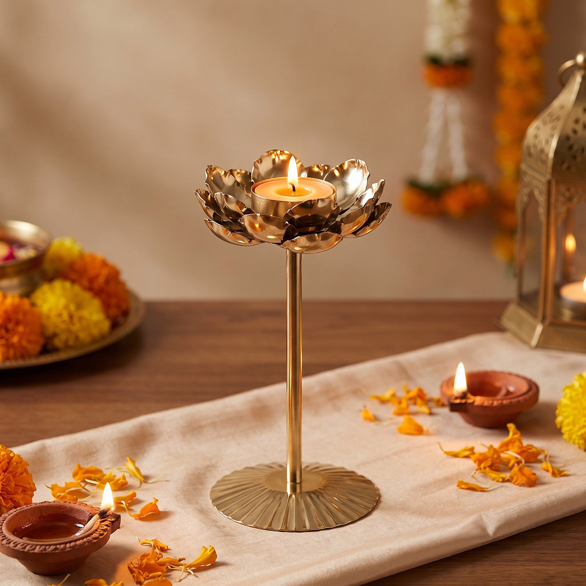 Arunya Flower Tealight Holder - 9x17 cm-hbxdiningroom-decorandaccessories-candleholders-image-1