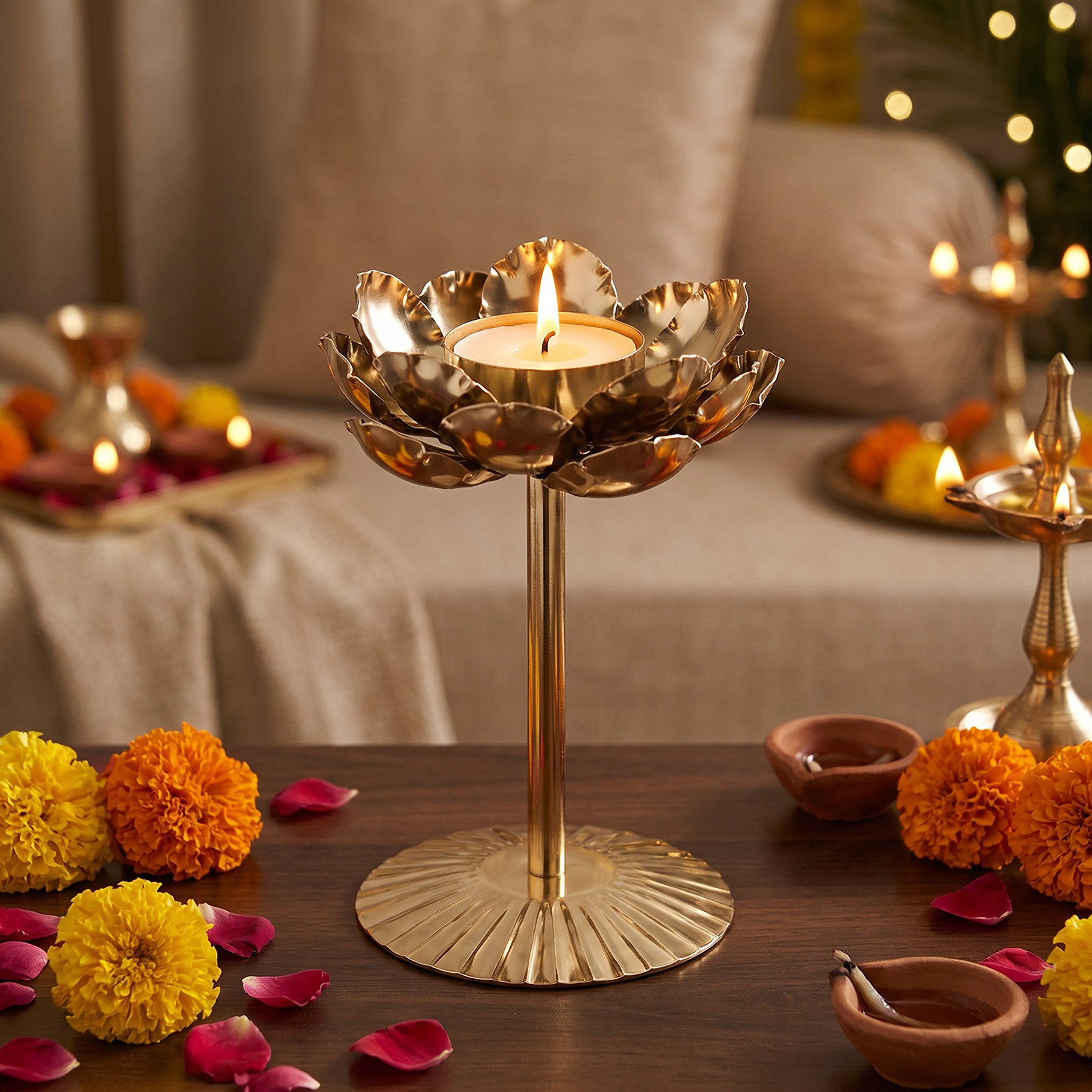 حامل شموع صغيرة بتصميم زهرة من أرونيا - 9x12 سم-hbxdiningroom-decorandaccessories-candleholders-image-1