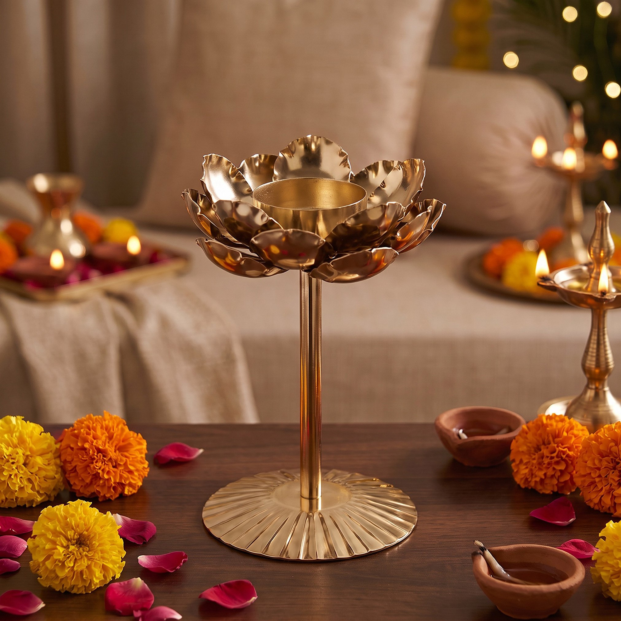حامل شموع صغيرة بتصميم زهرة من أرونيا - 9x12 سم-hbxdiningroom-decorandaccessories-candleholders-image-2