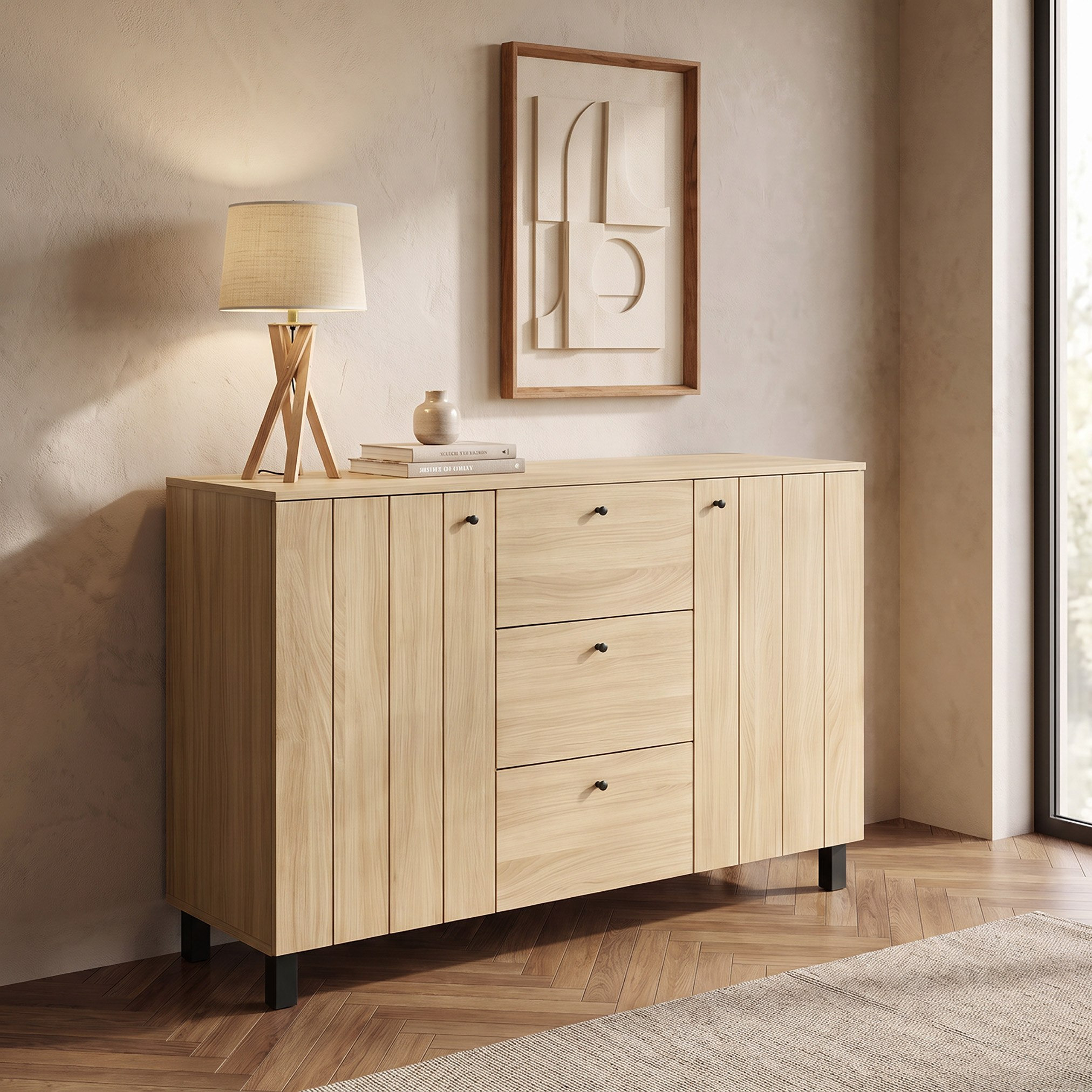 خزانة جانبية ببابين و3 أدراج من أوكيارد إدموند-hbxfurniture-diningroom-buffetsandsideboards-image-1