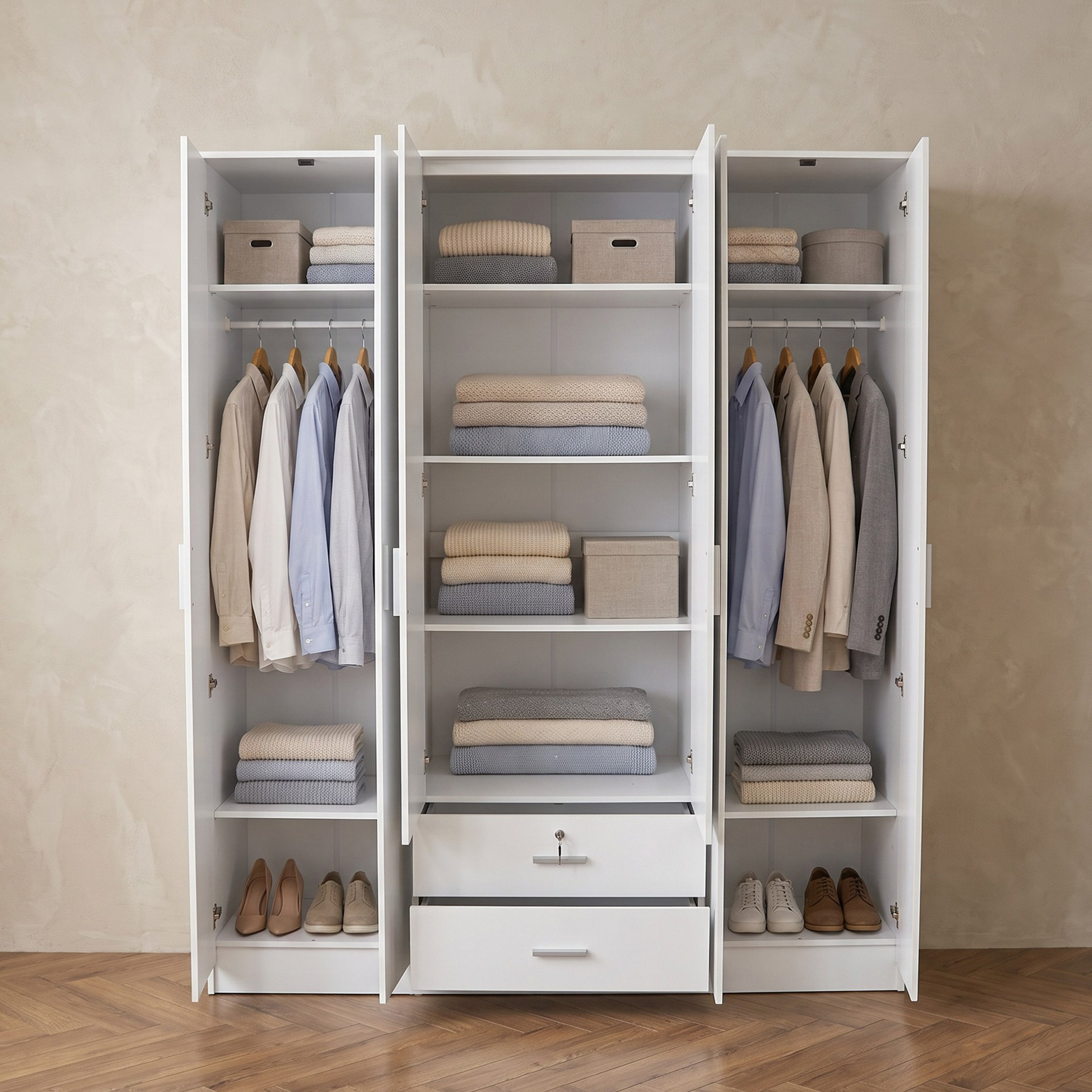 خزانة ملابس 6 أبواب مع 2 درج قابل للقفل ومرآة لاسيرو من موڤو-hbxfurniture-wardrobes-image-4